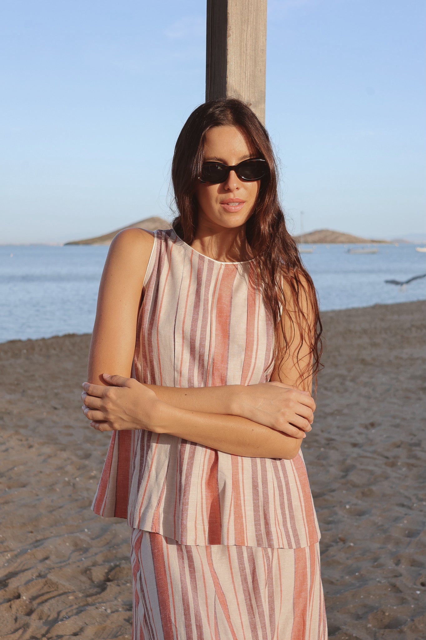 Coral and Lilac Striped Top