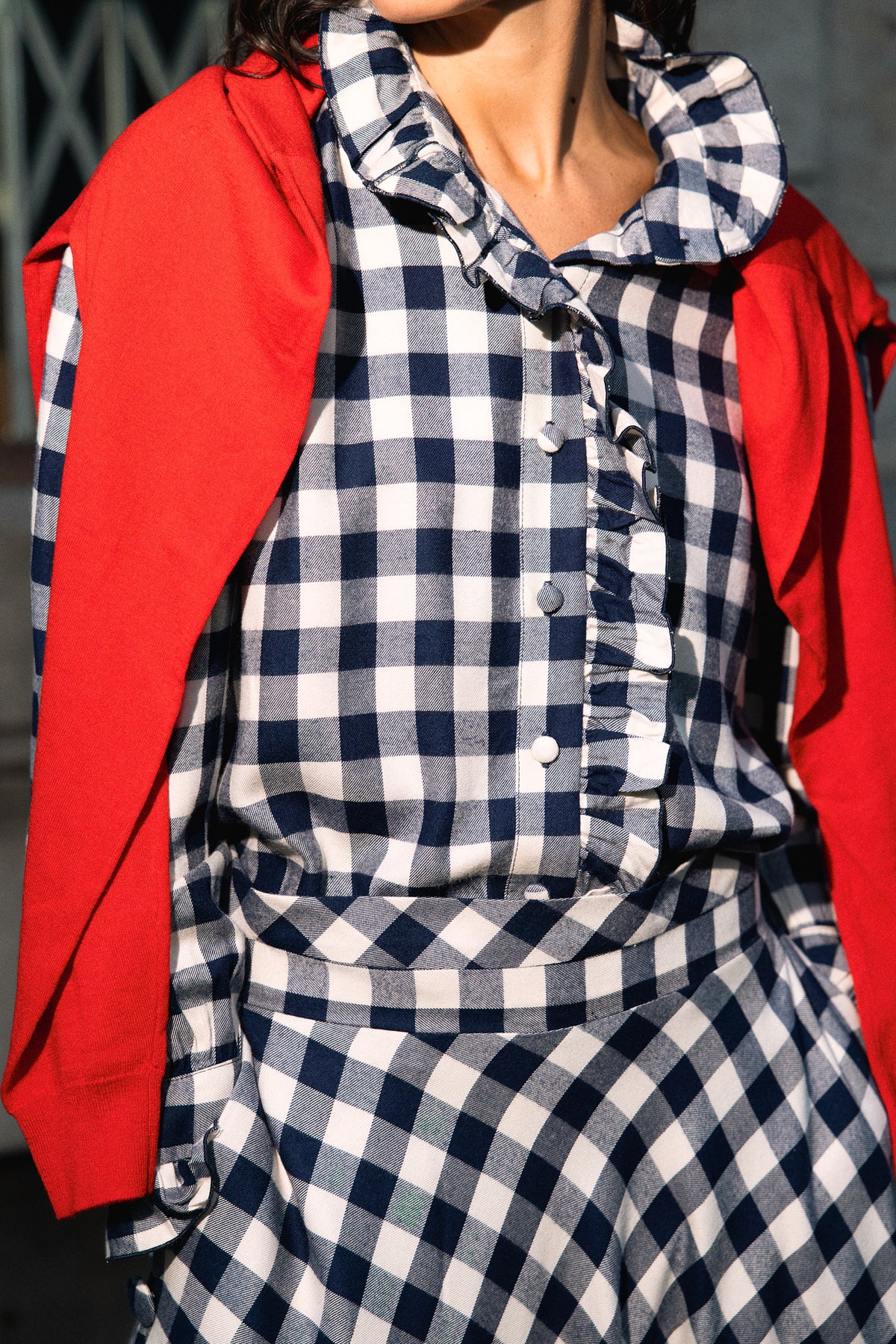 Blusa Lucie Vichy Azul Marino