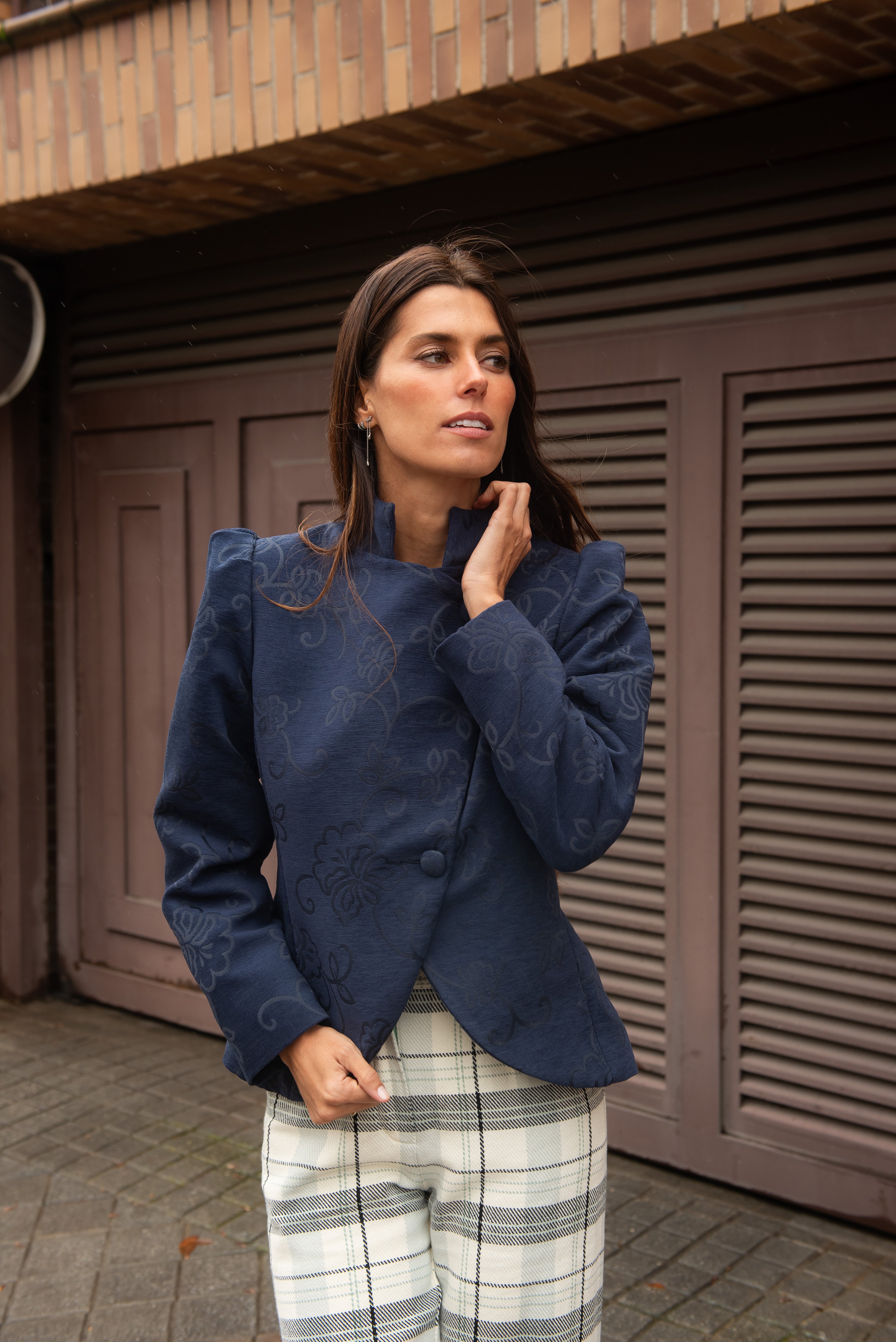 Chaqueta Hearth Azul Marino Estampado Flores