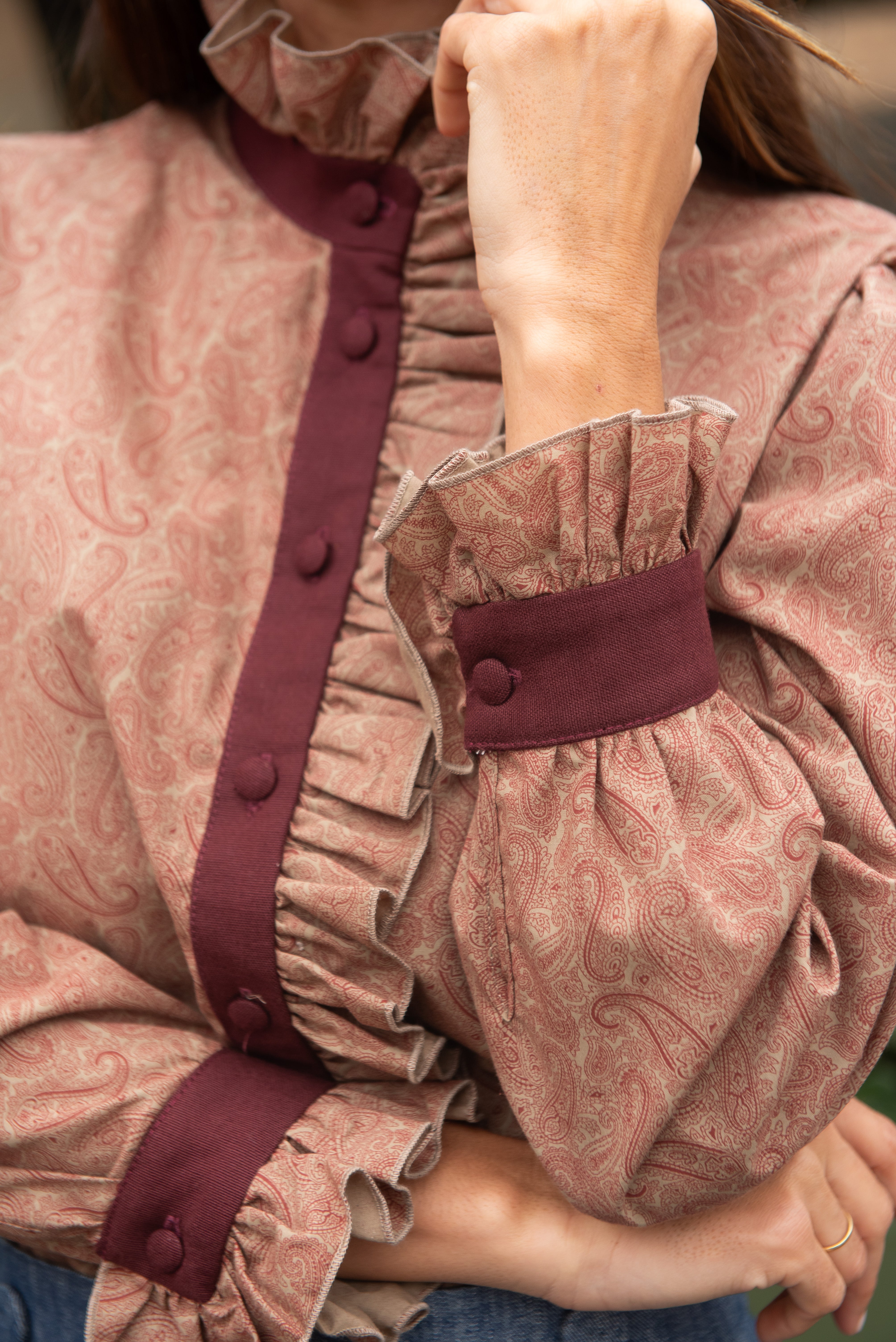 Eiger Burgundy Ruffle Blouse