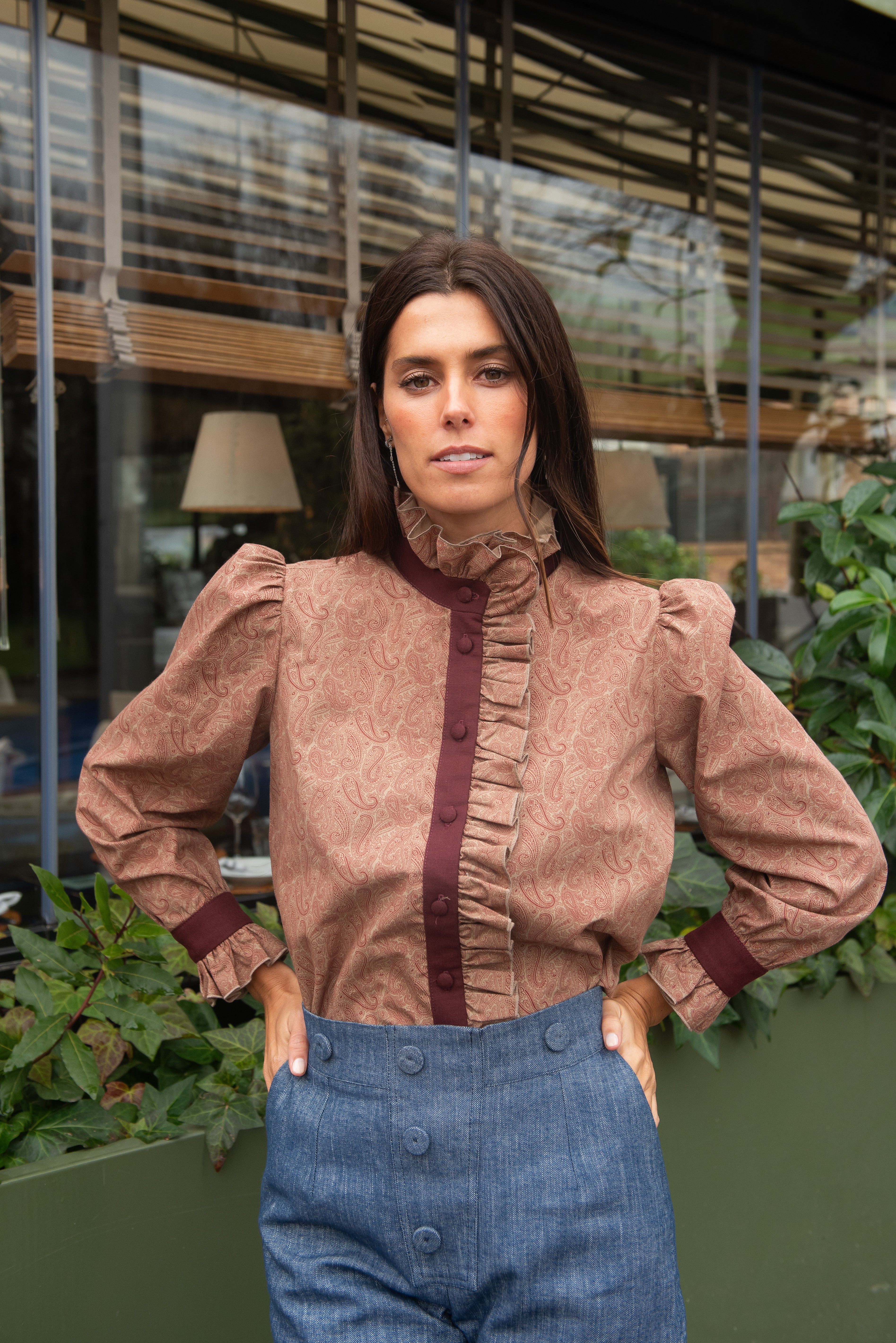 Eiger Burgundy Ruffle Blouse