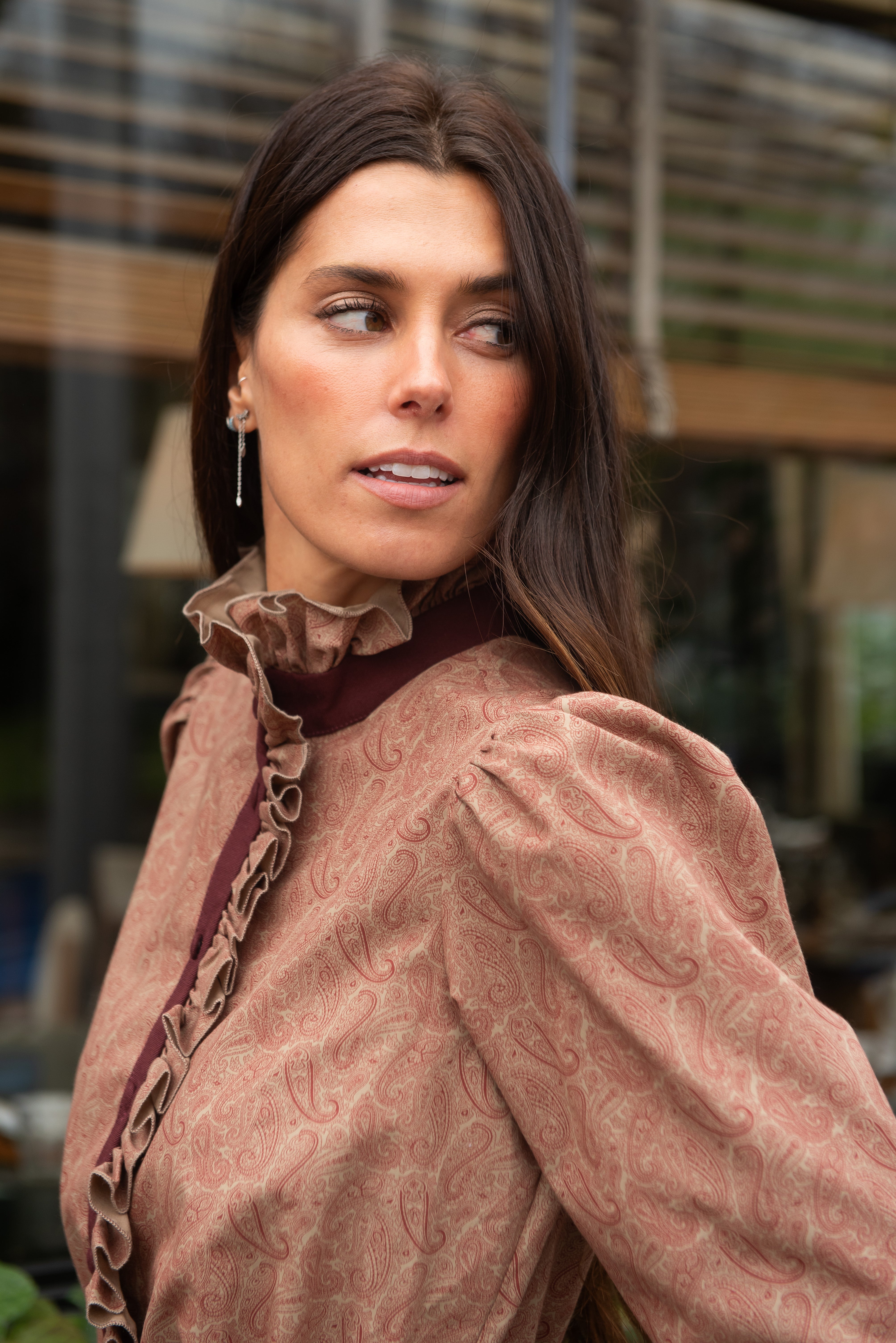 Eiger Burgundy Ruffle Blouse