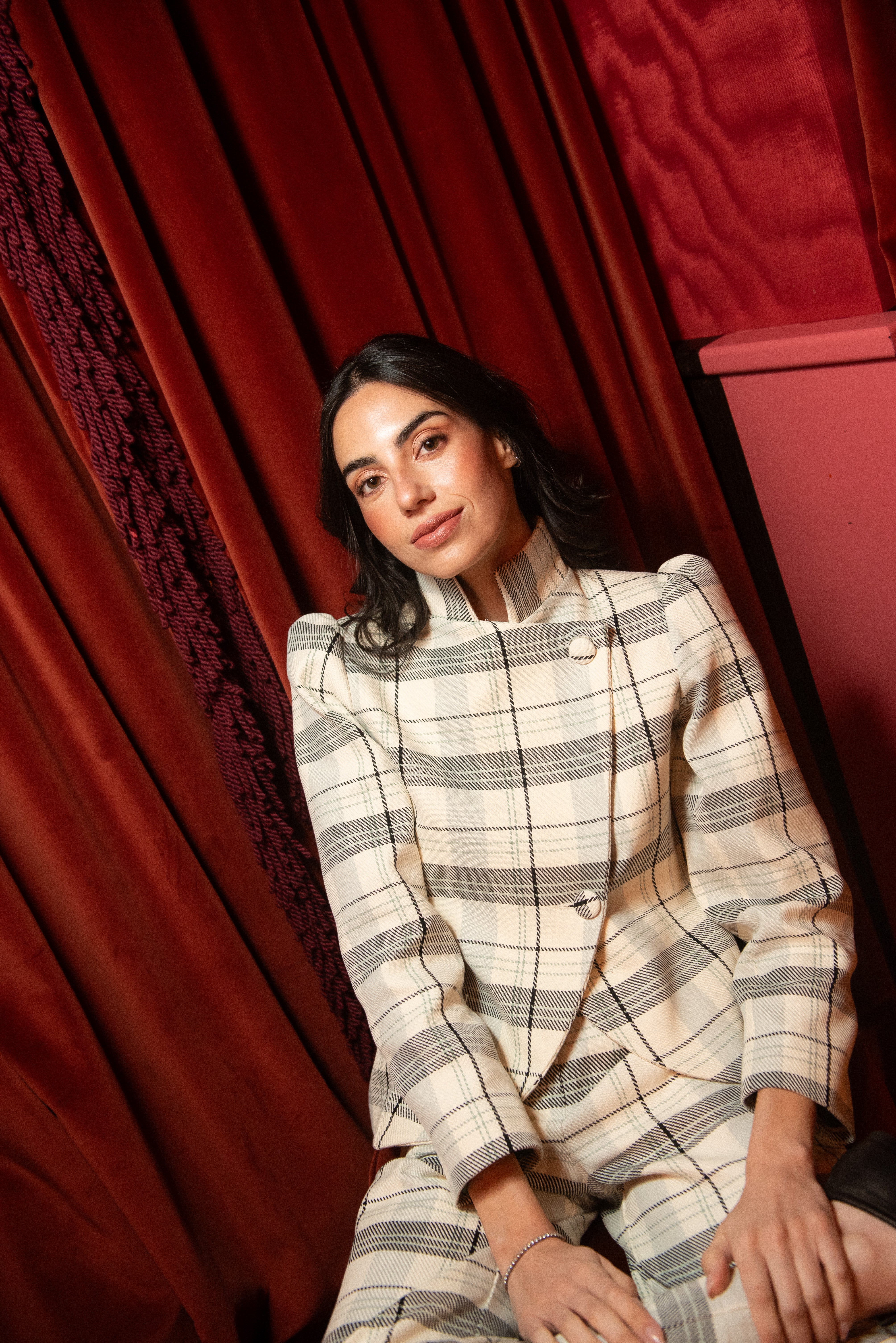 Pantalón Frosted Cuadros Beige y Verde