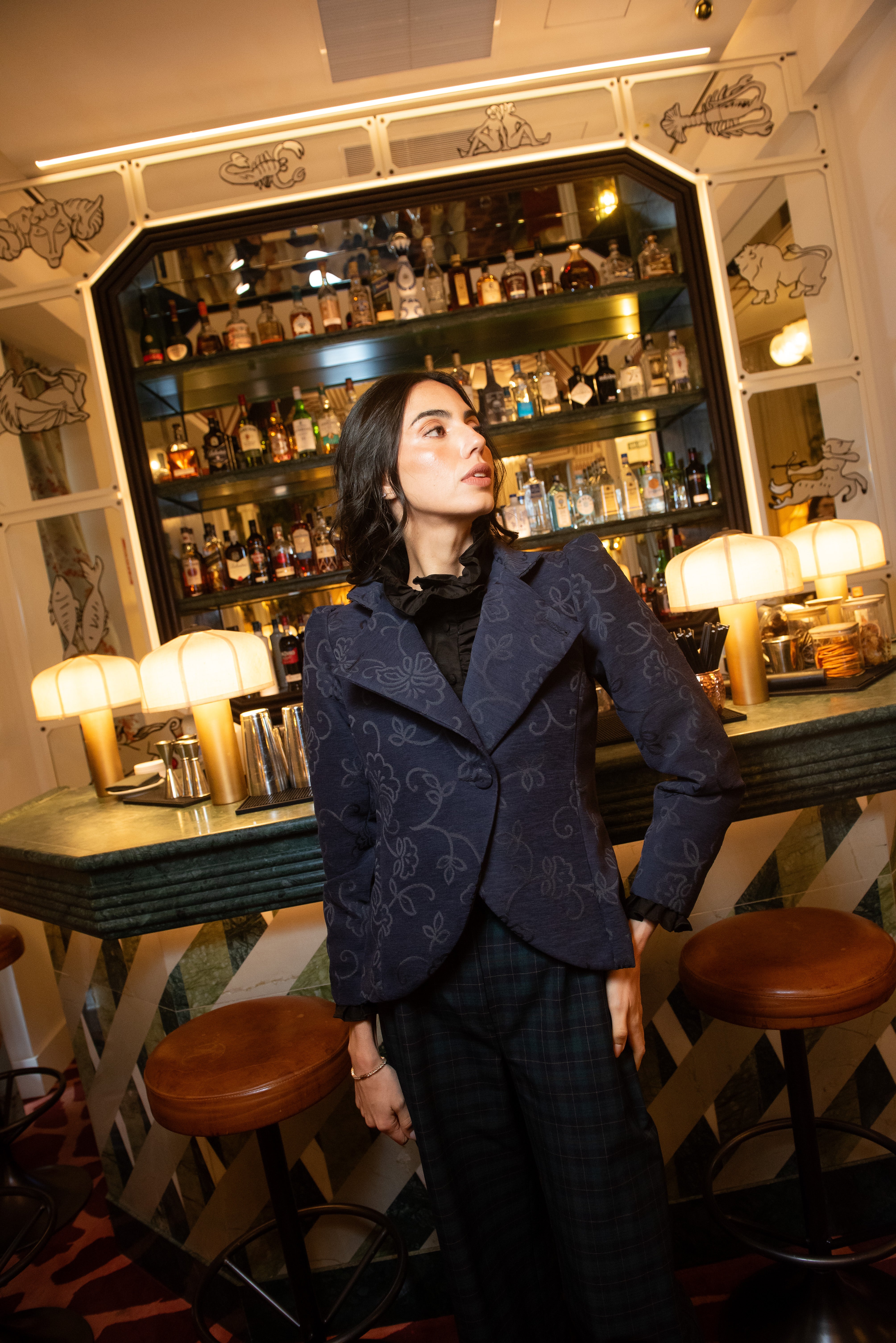 Chaqueta Hearth Azul Marino Estampado Flores