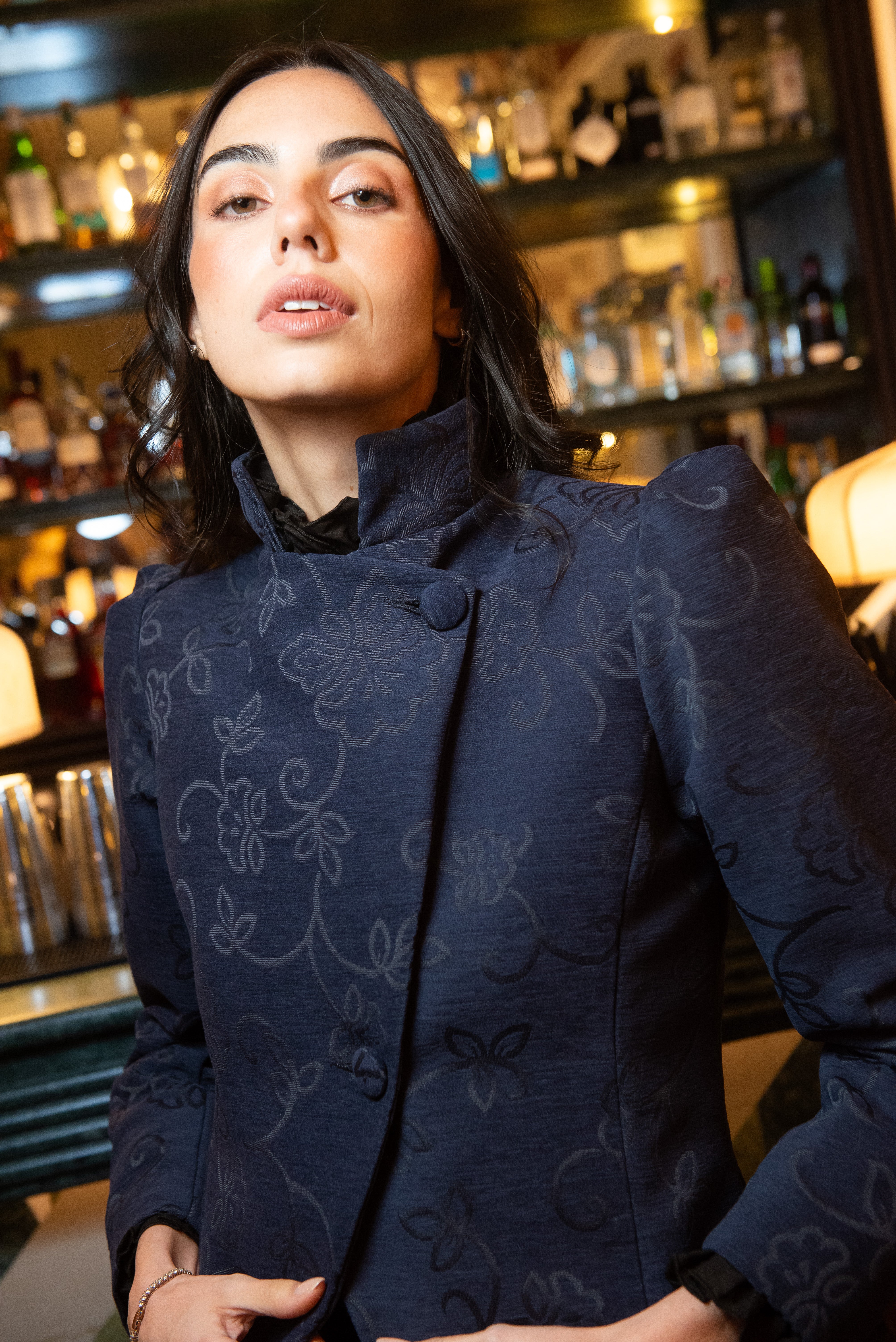 Chaqueta Hearth Azul Marino Estampado Flores