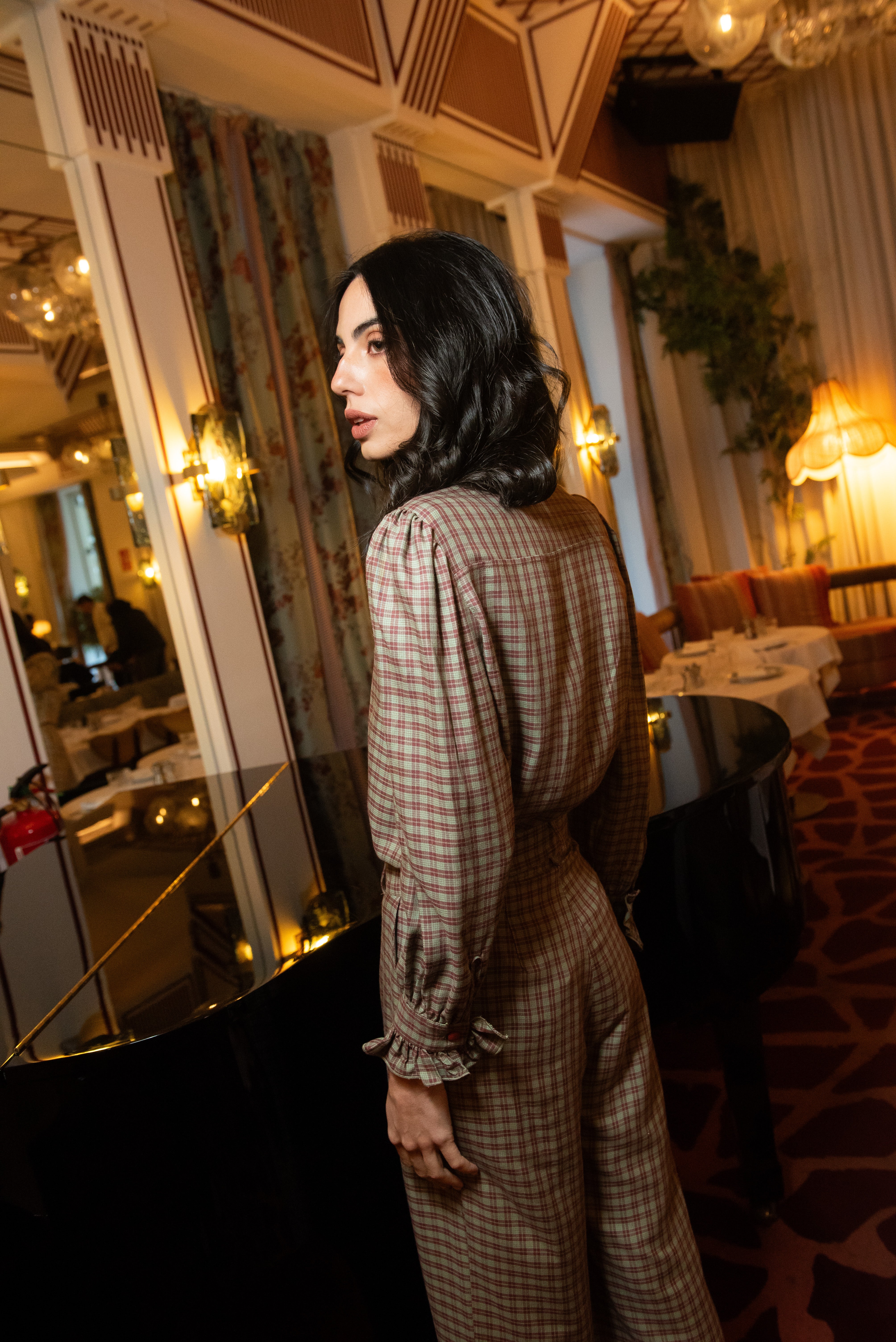 Pantalón Ember Cuadros Verde y Burdeos