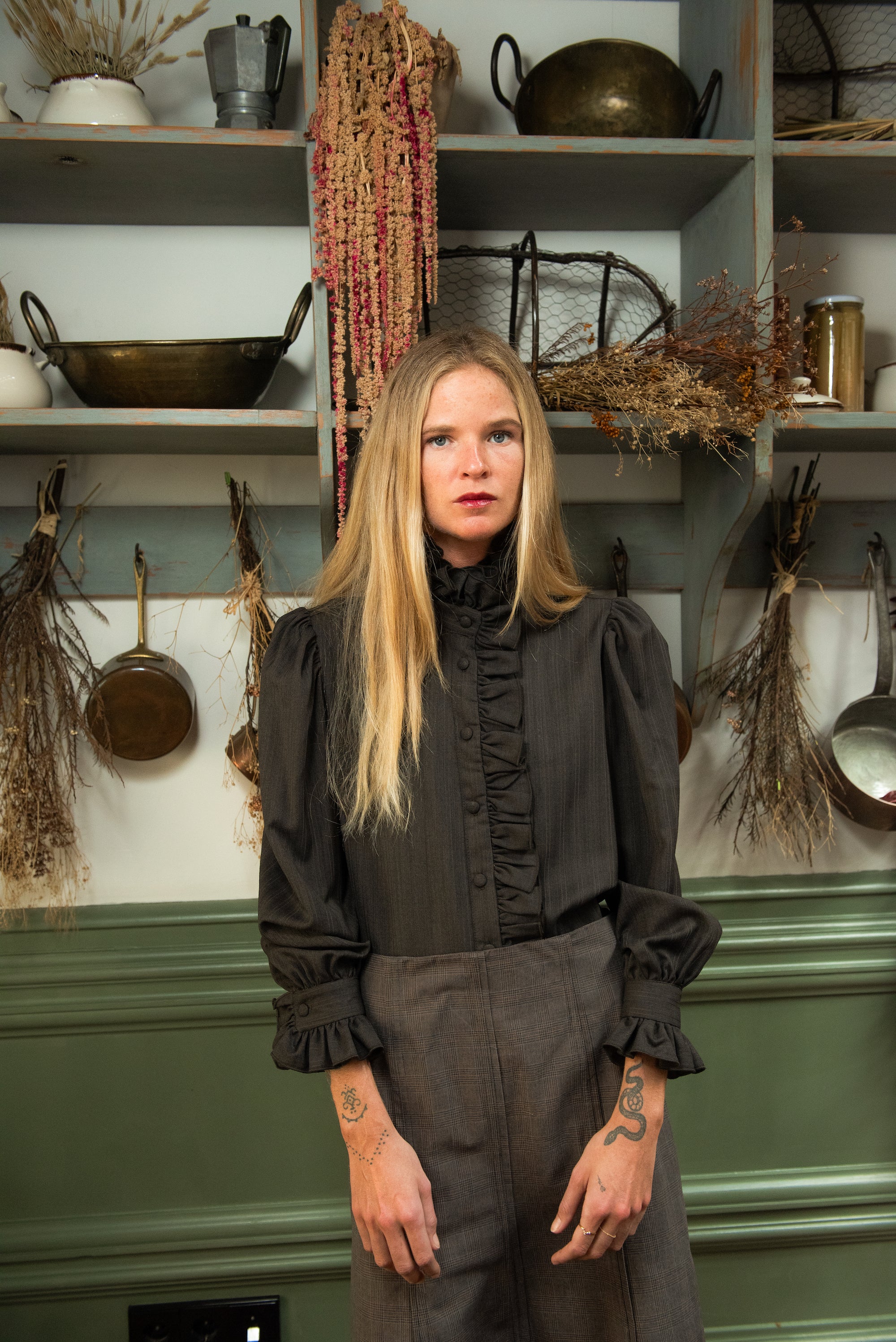 Brown Ruffled Rigi Blouse