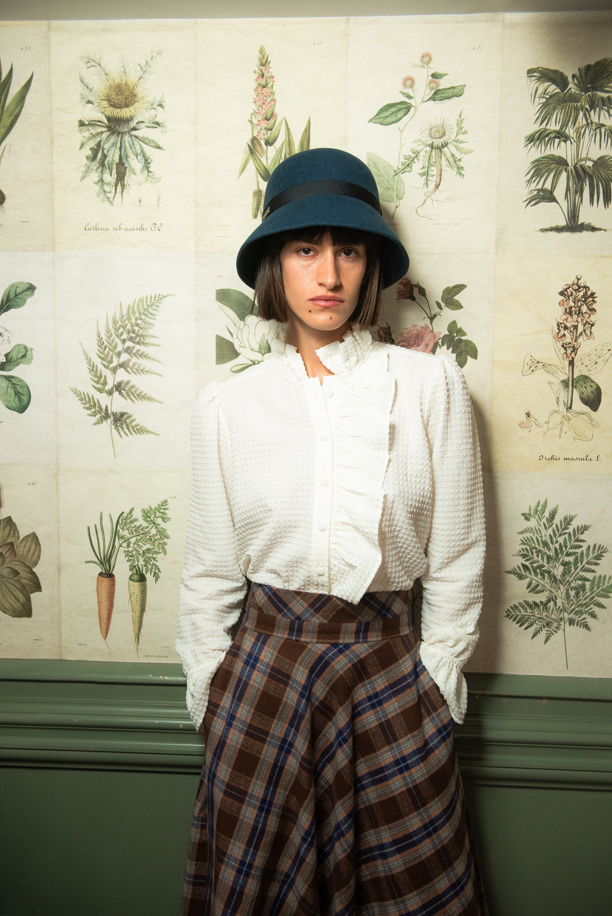 Falda Vuelo Cervinia Cuadros Azul y Camel