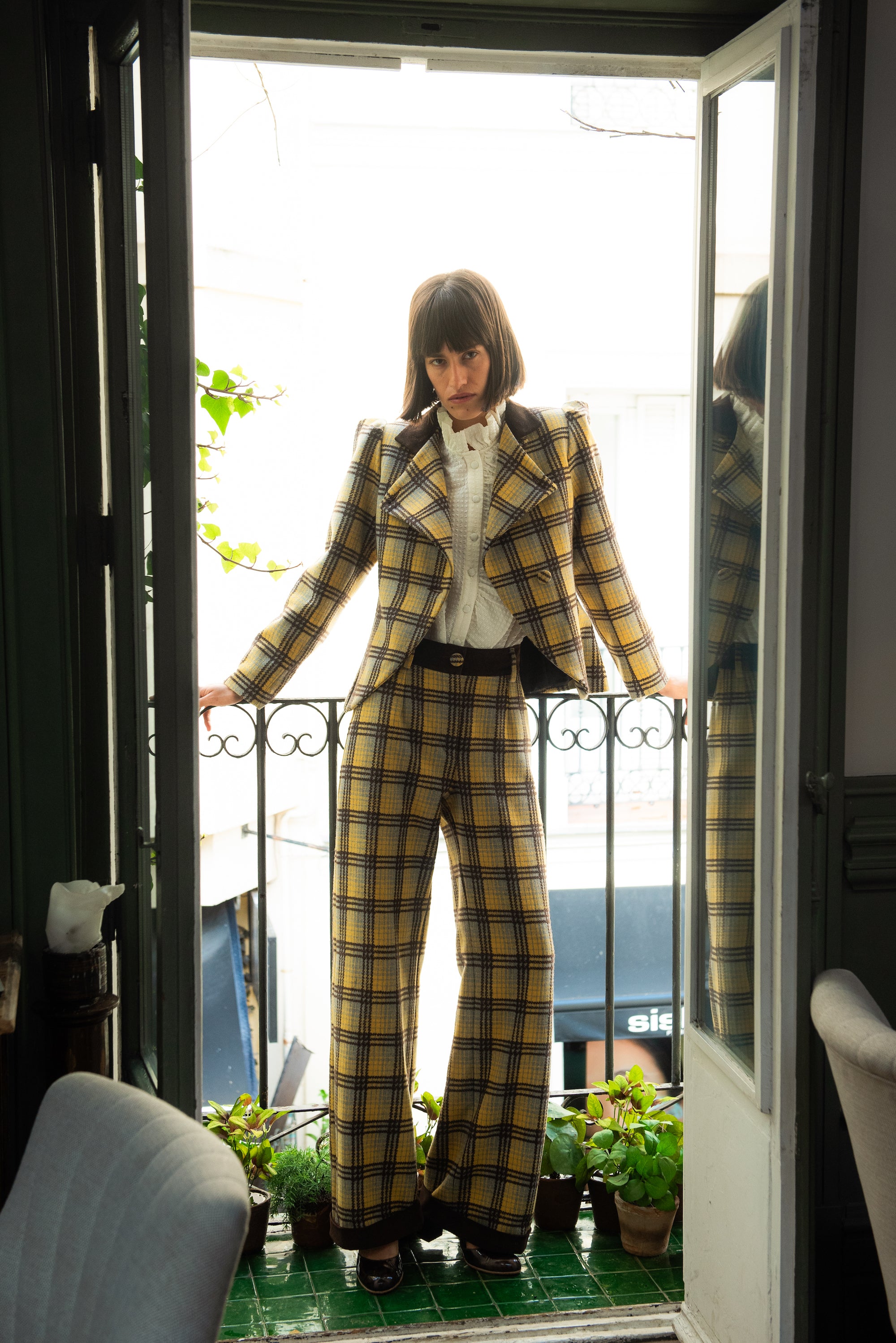 Chaqueta Luzern Lana Cuadros Amarillo