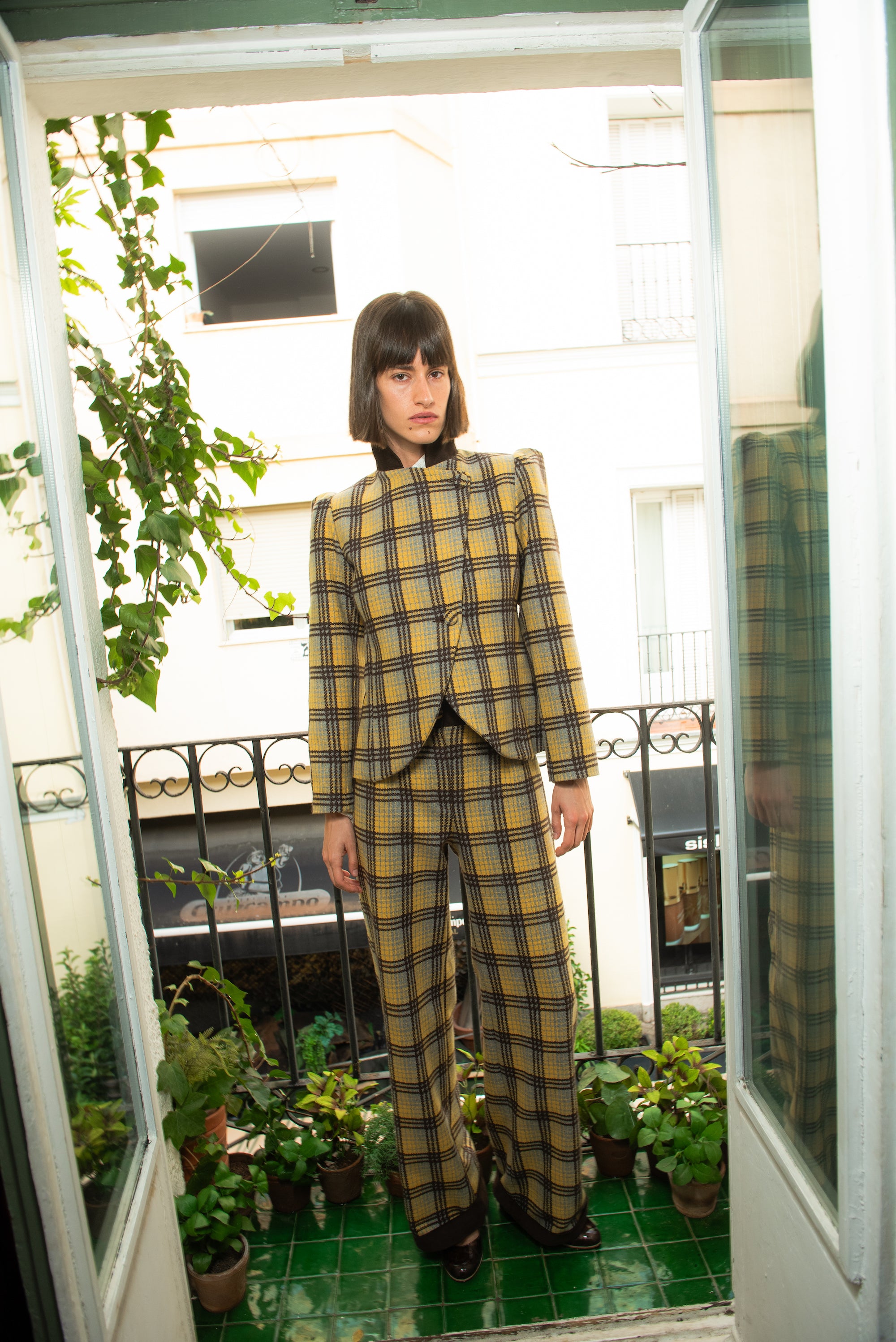 Pantalón Luzern Lana Cuadros Amarillo