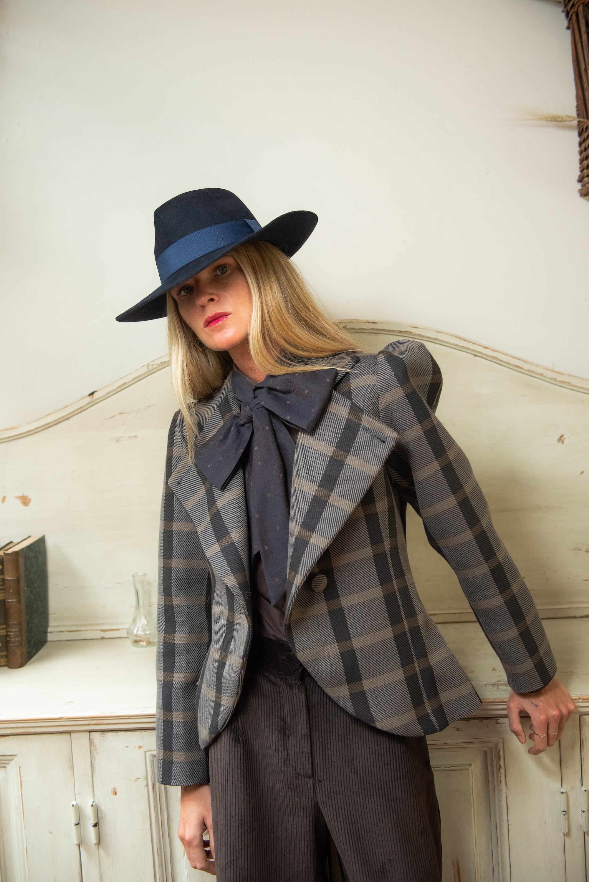 Zermatt Blouse with Navy Blue Bow