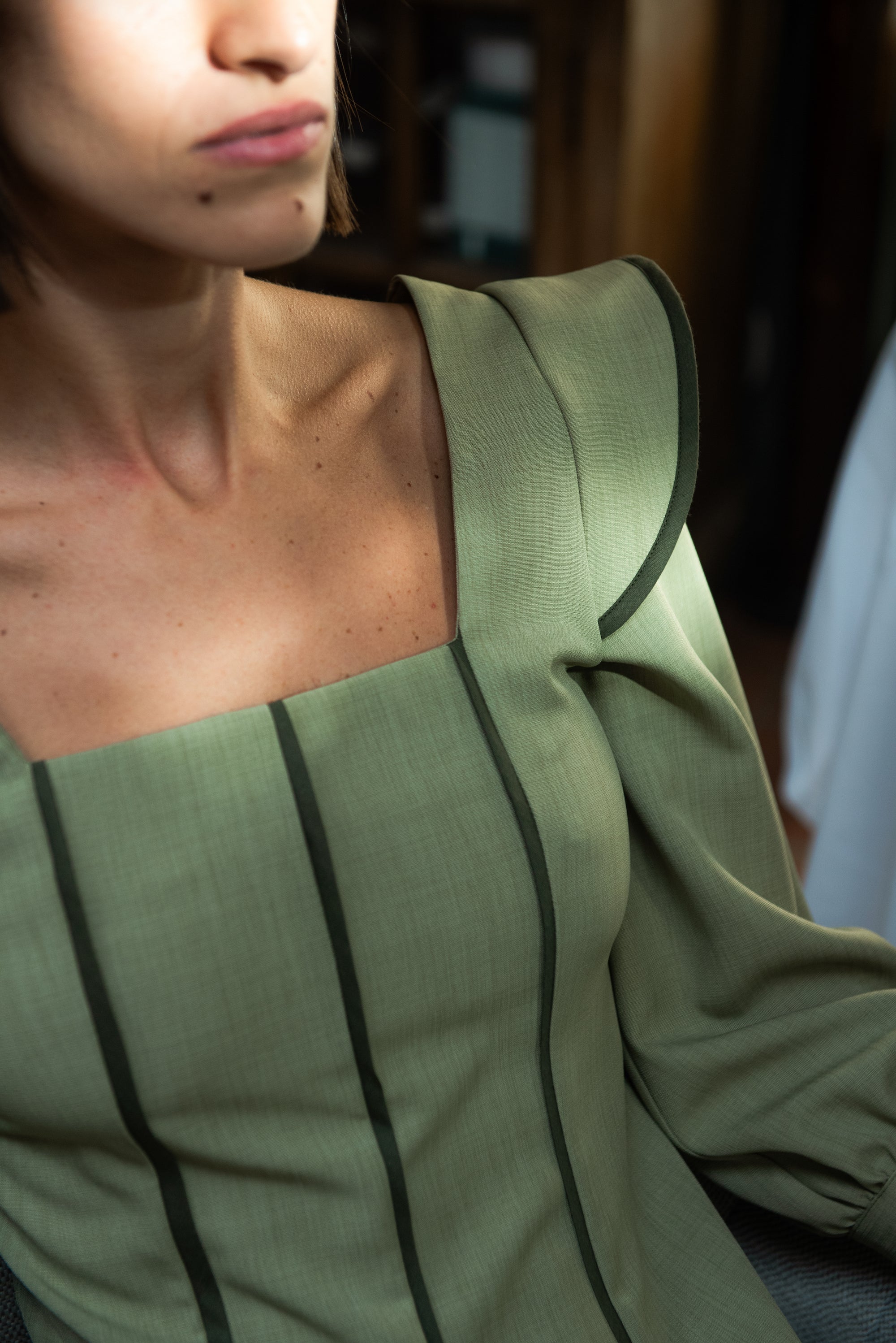 Vestido Alberg Verde Manga Larga