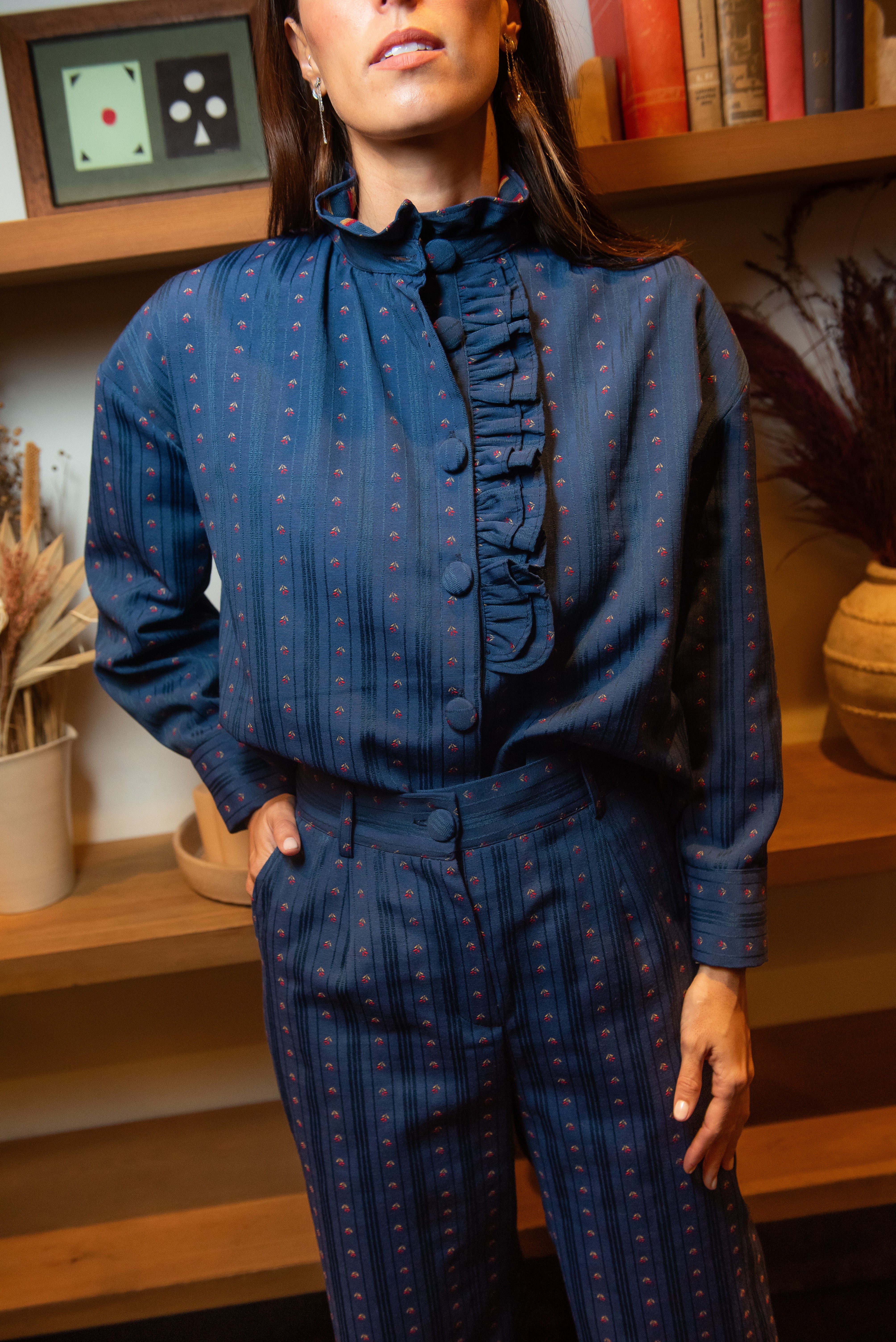 Sobrecamisa Sagitario Azul Detalle Flores