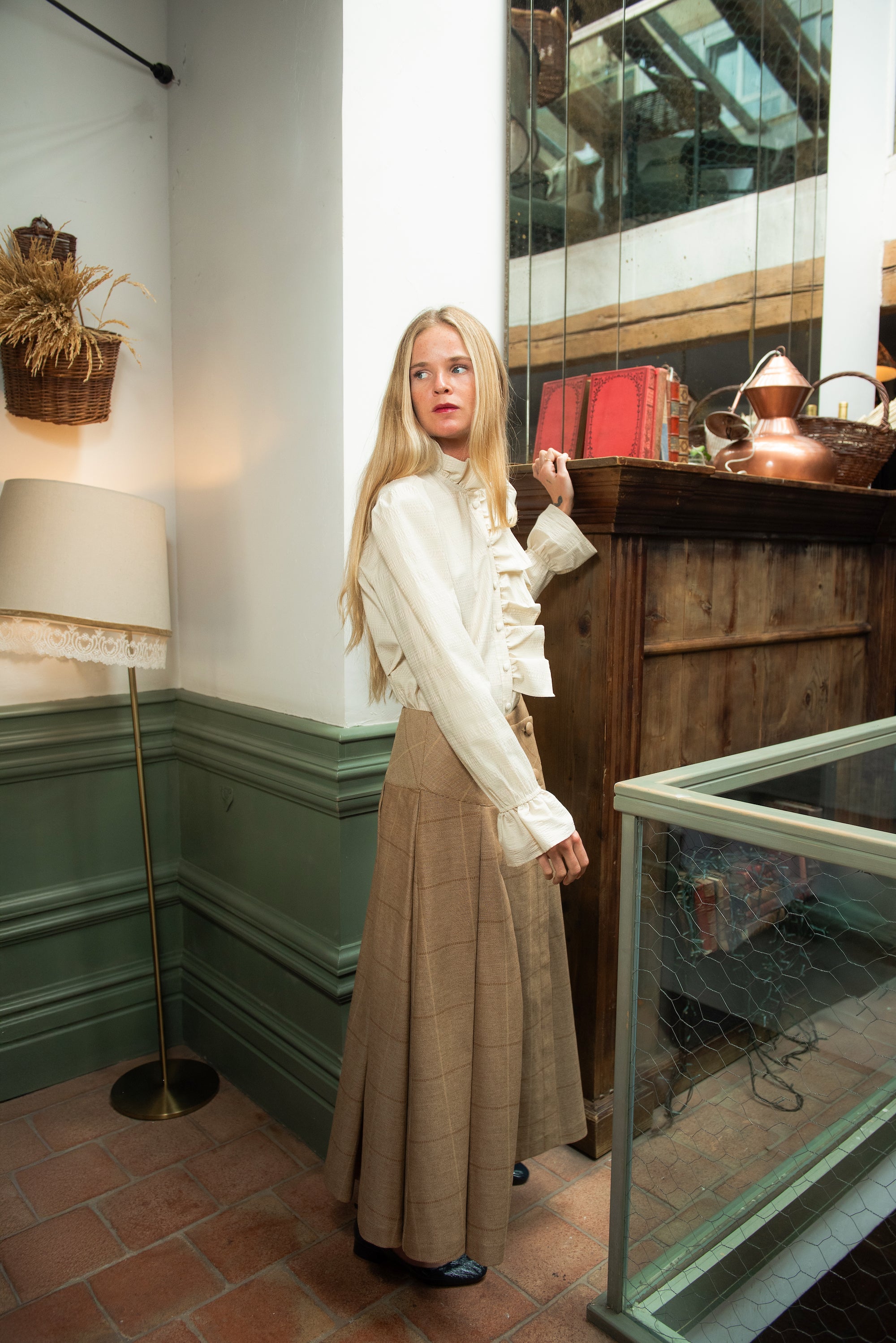 Beige Ruffled Saas Blouse