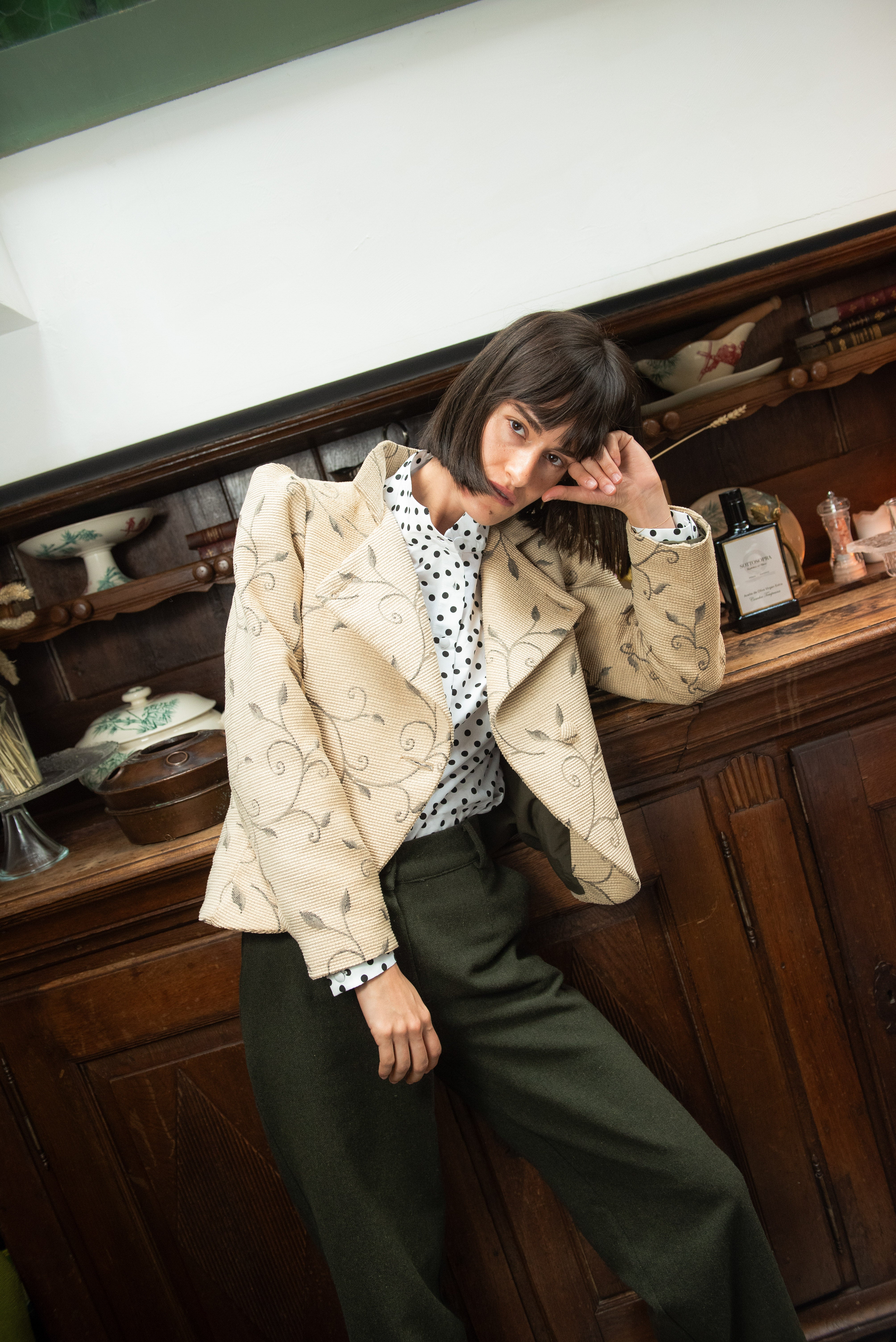 Chaqueta Alsten Beige Estampado Flores