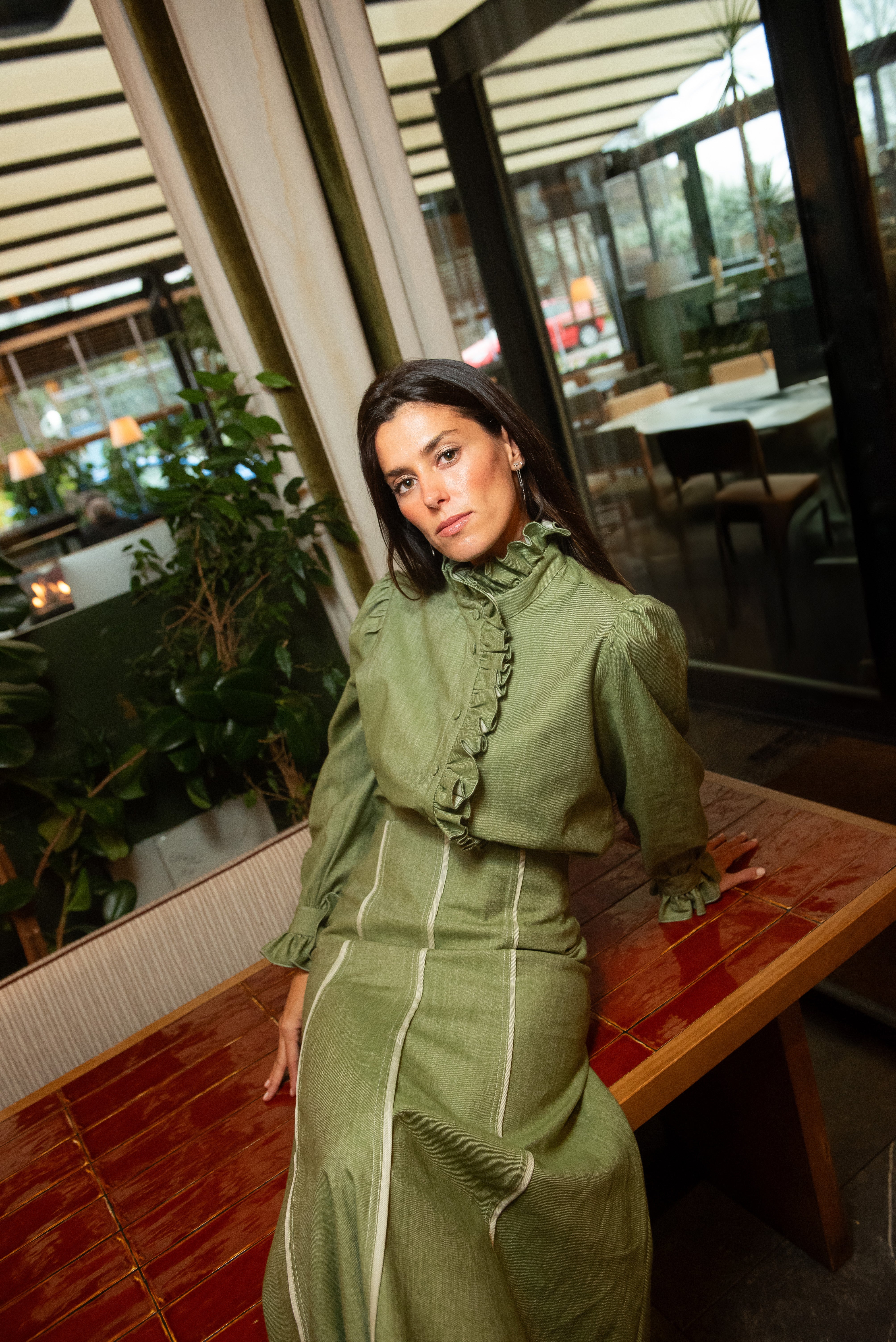 Aries Green Ruffle Blouse