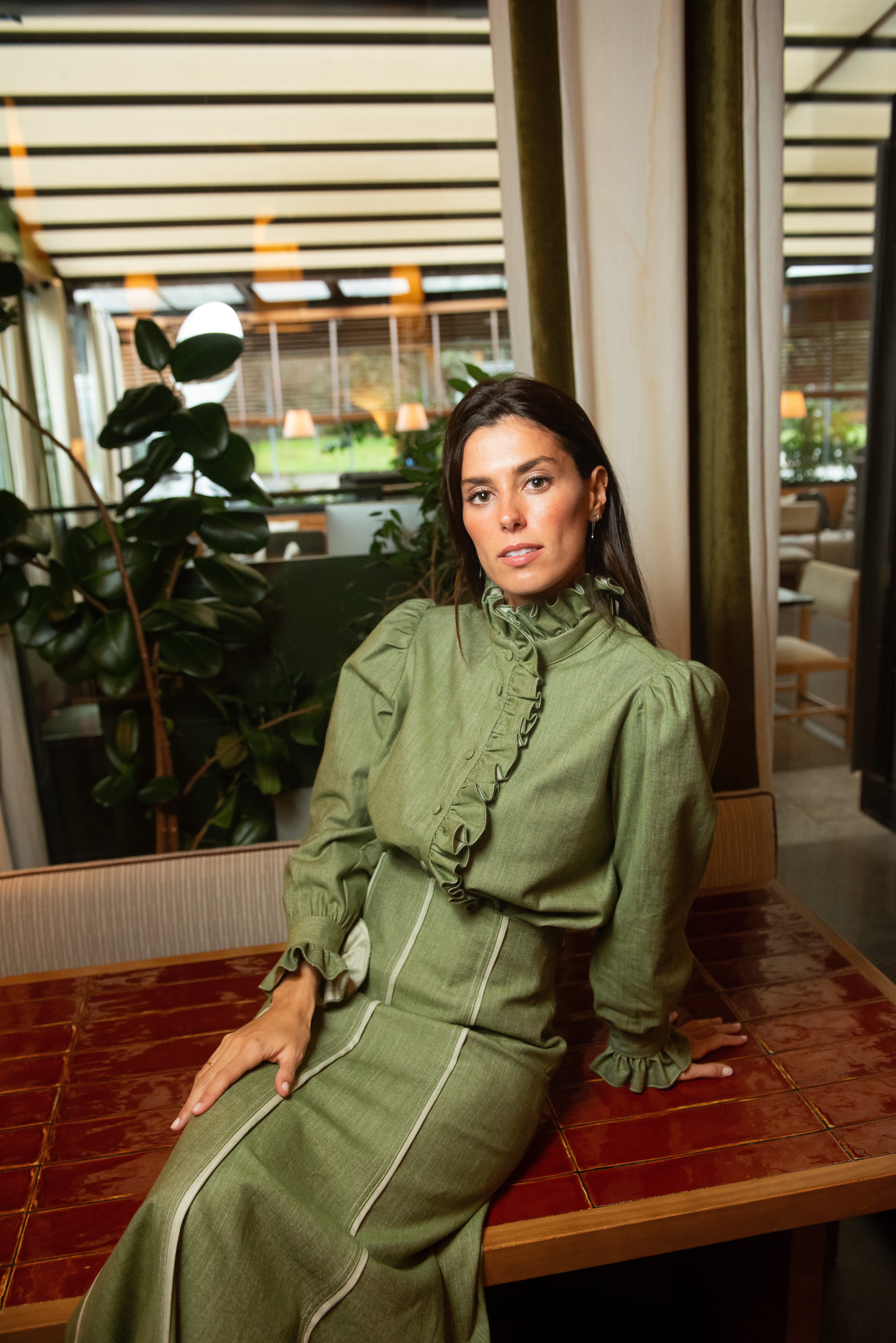 Aries Green Ruffle Blouse