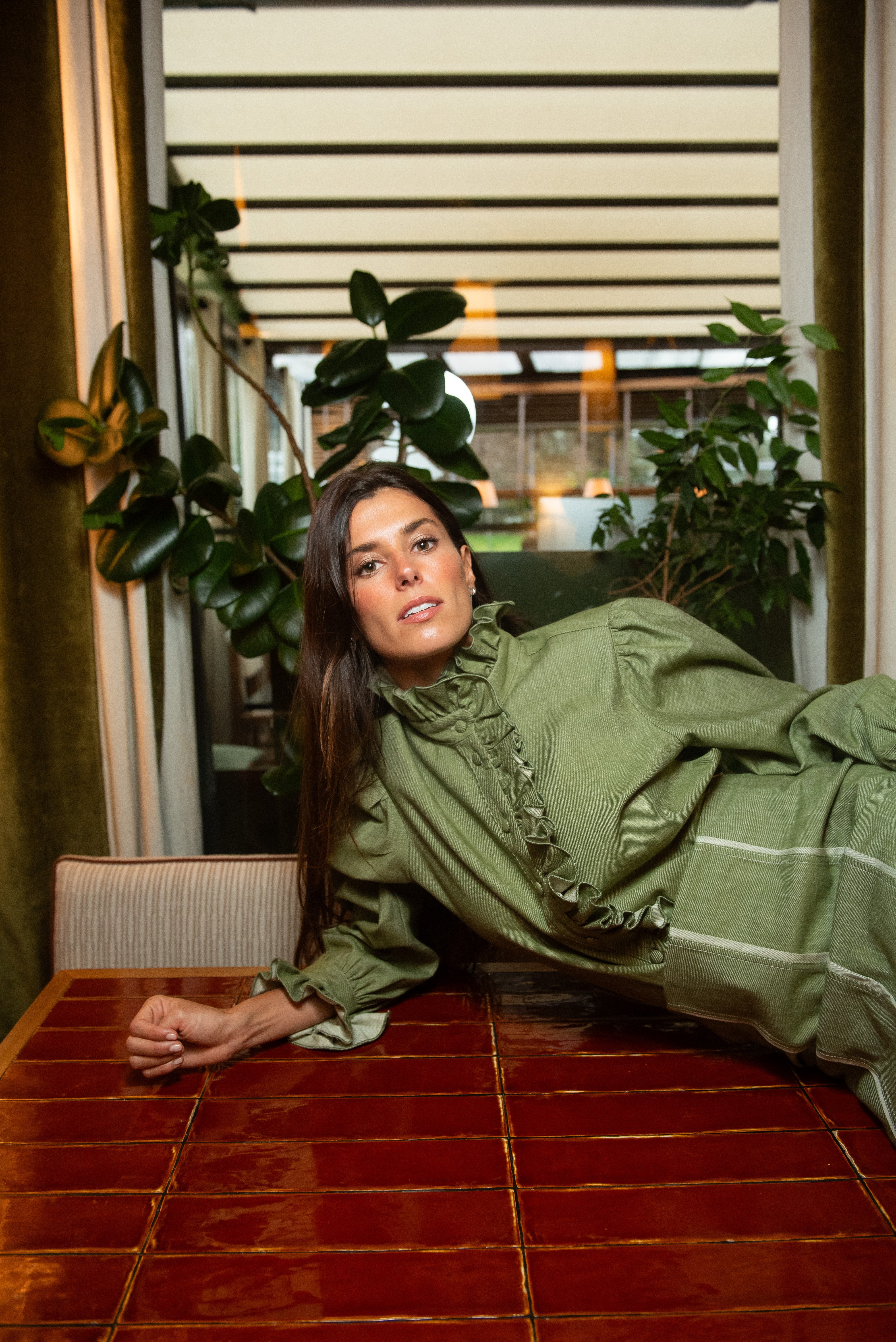 Aries Green Ruffle Blouse