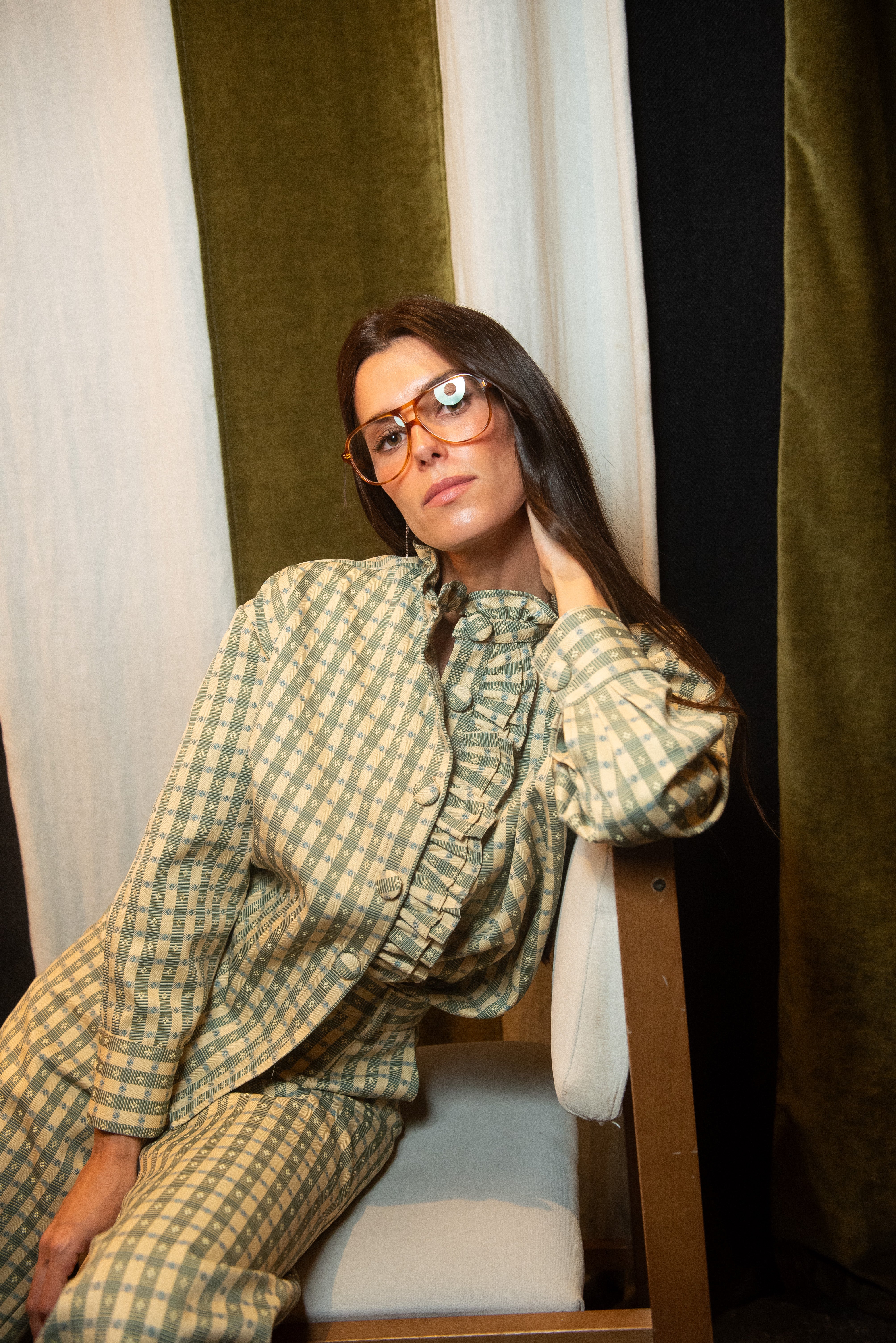 Virgo Green Striped Overshirt