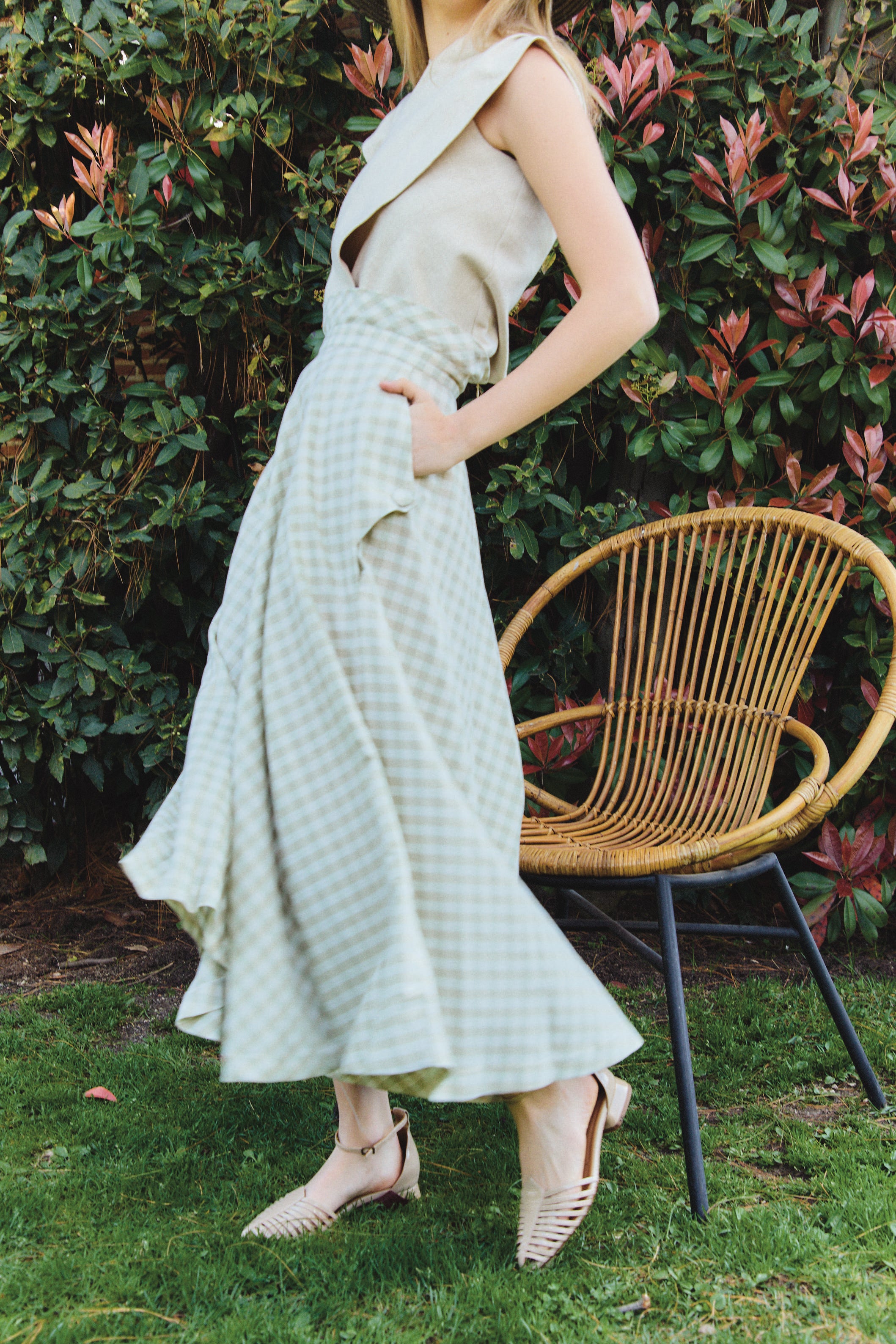 Falda Olivo Vichy Verde