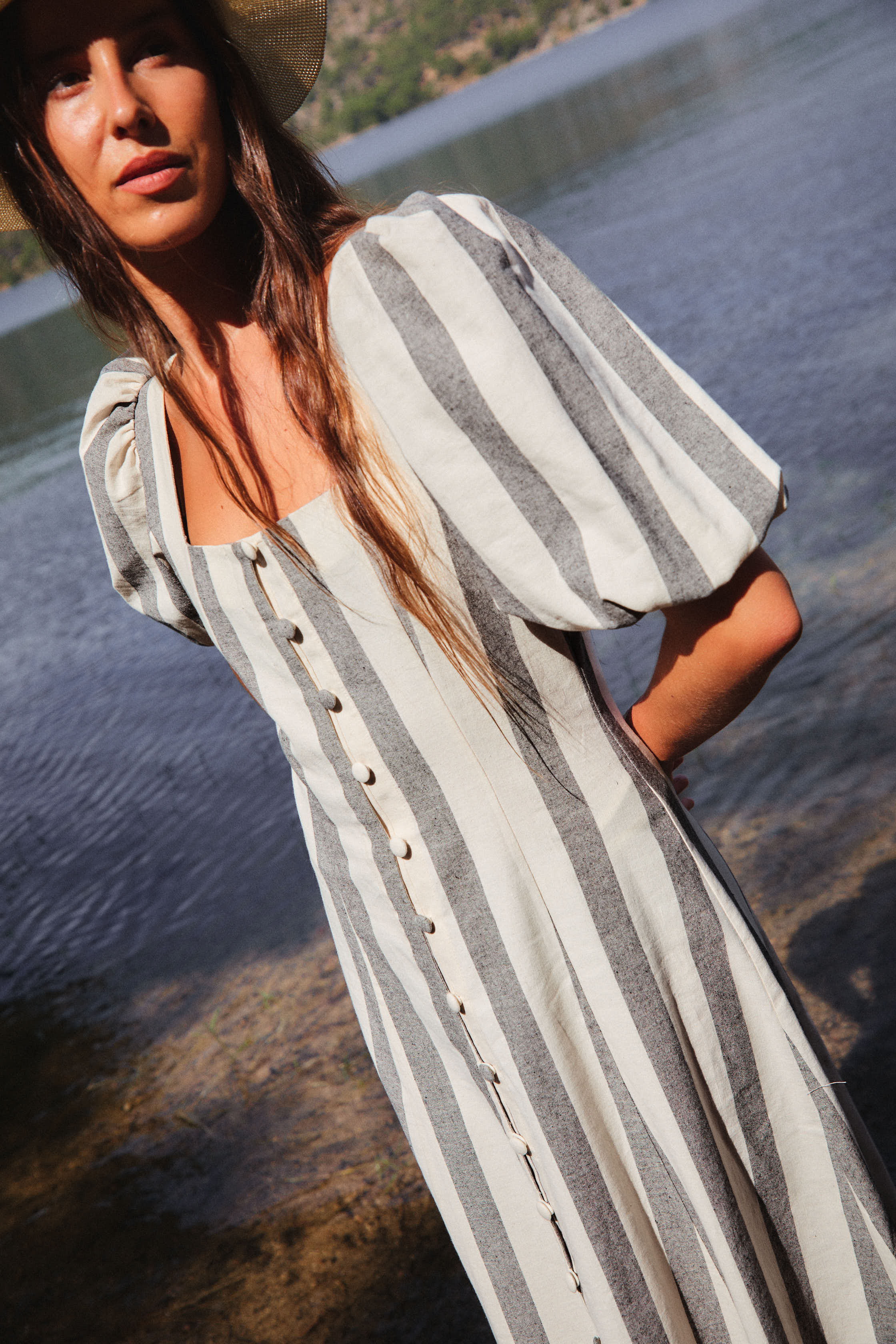 Vestido Malta Rayas Negro y Beige