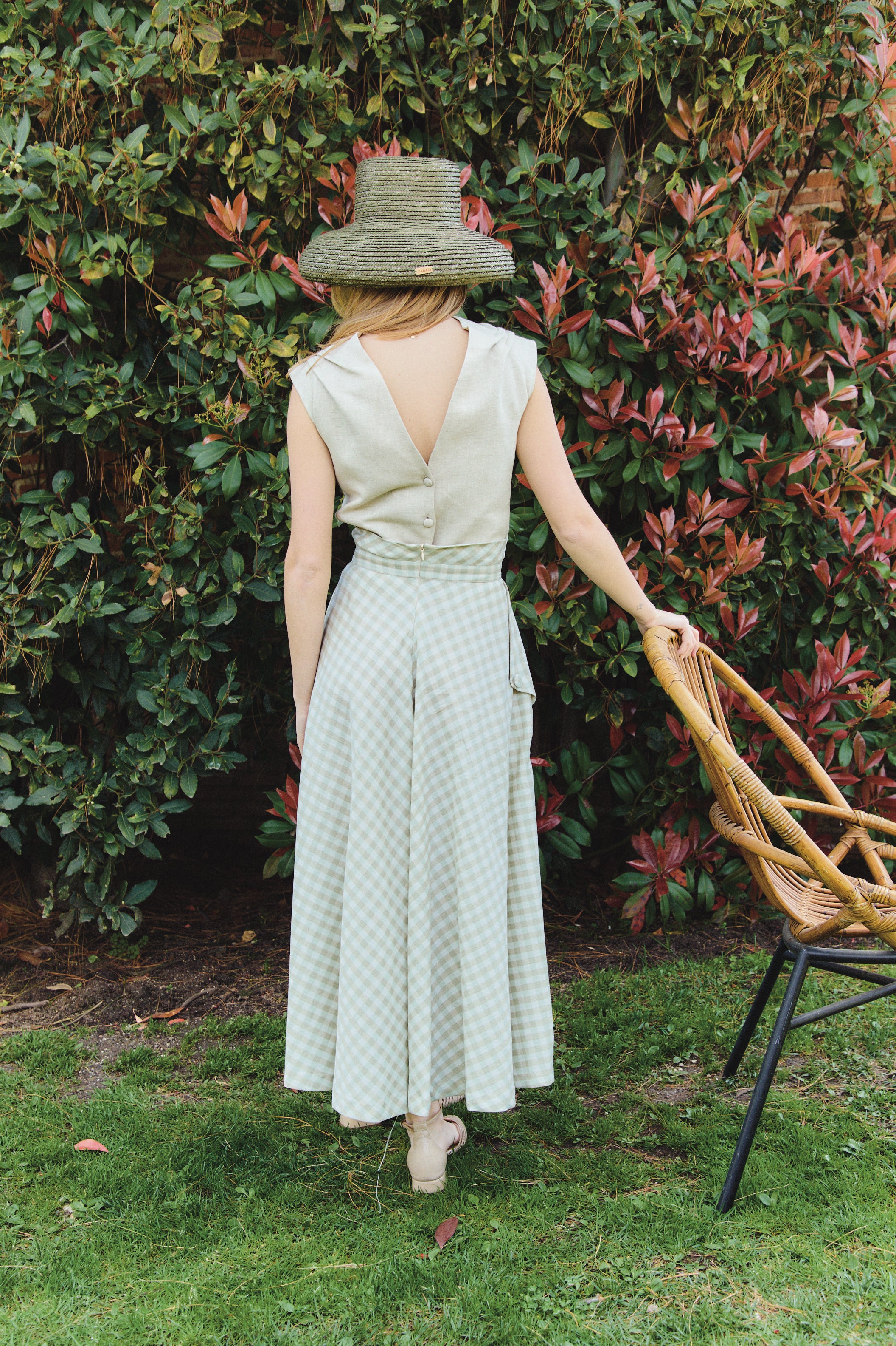 Falda Olivo Vichy Verde