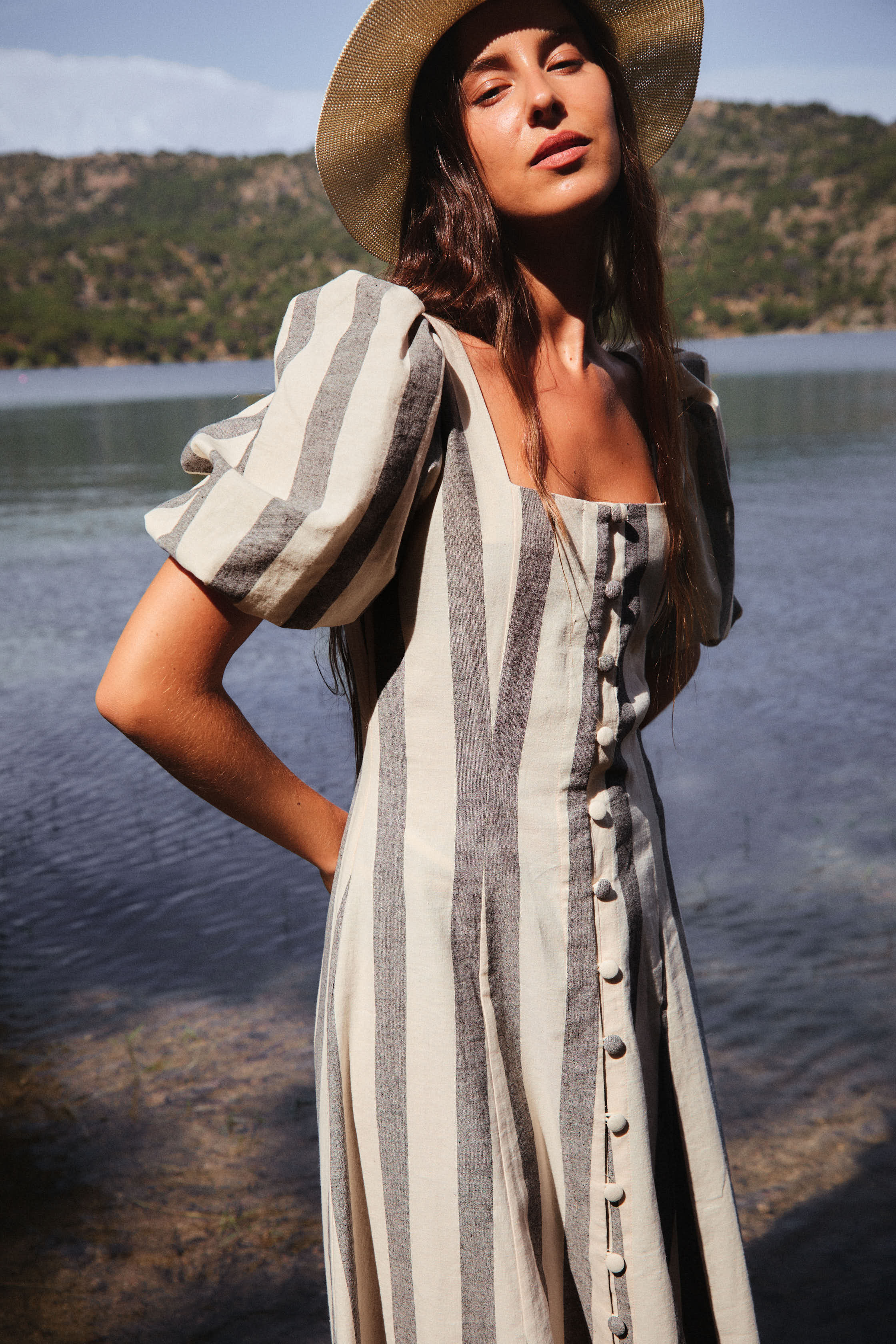 Vestido Malta Rayas Negro y Beige