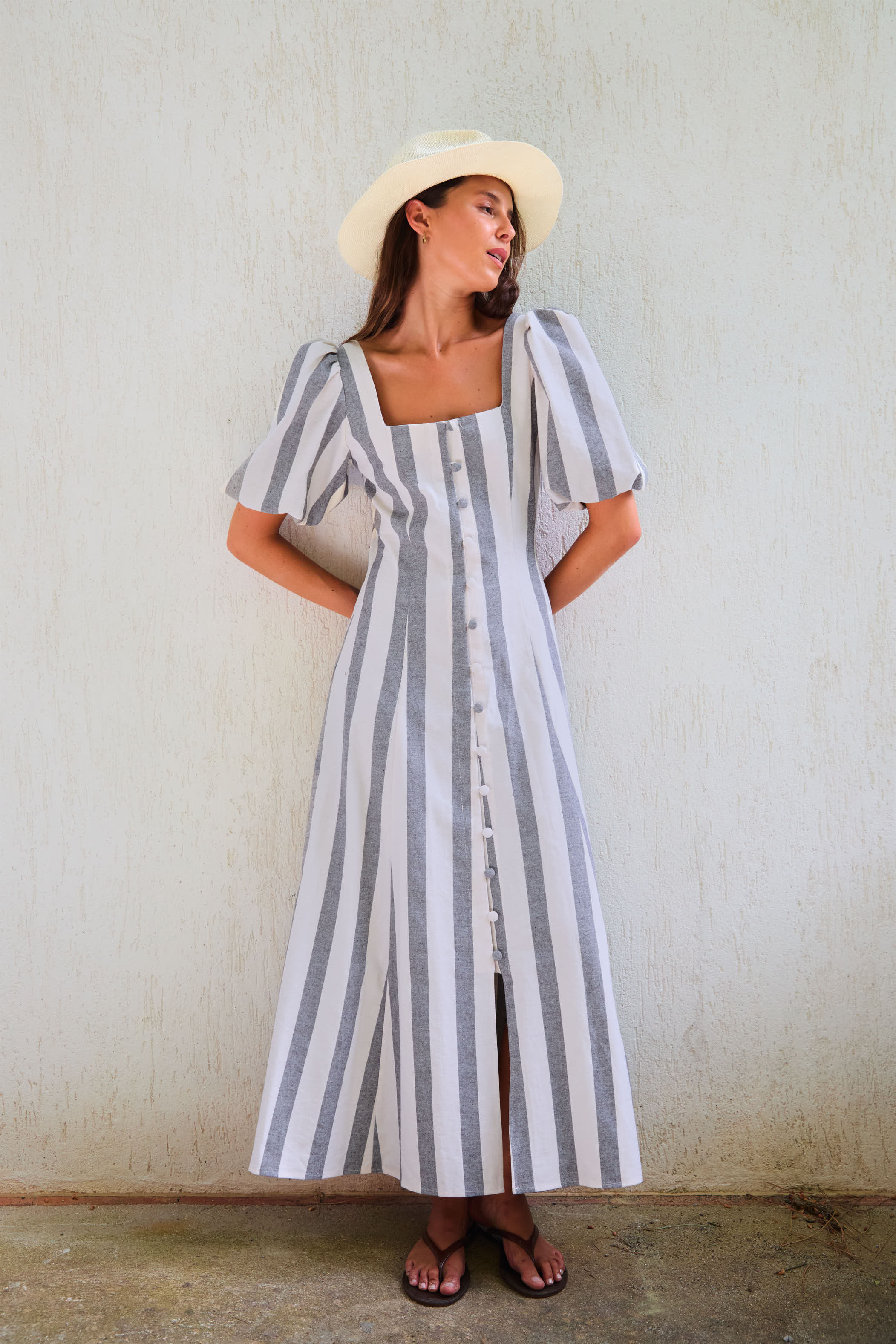 Vestido Malta Rayas Negro y Beige