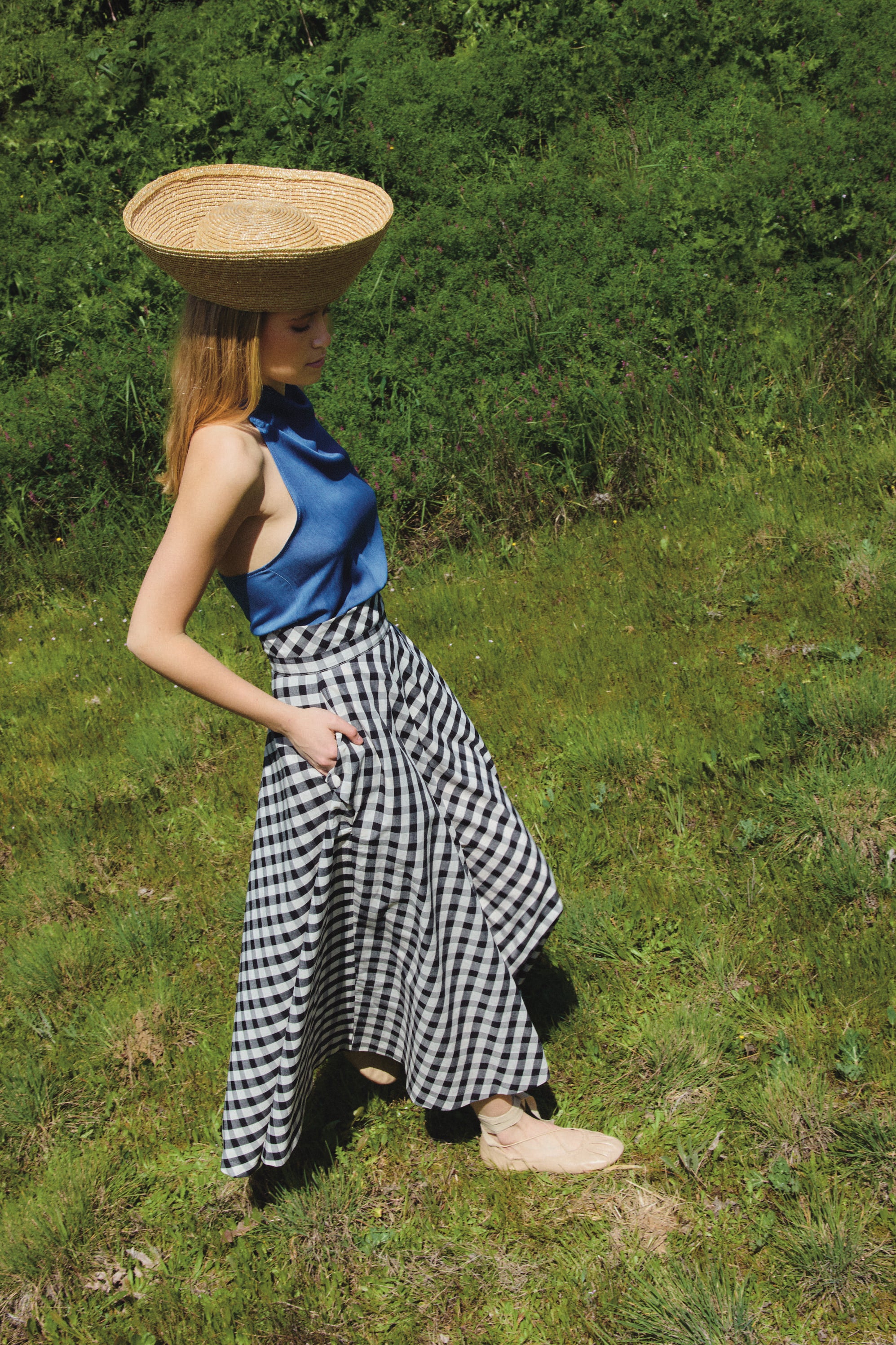 Black and White Olive Vichy Skirt