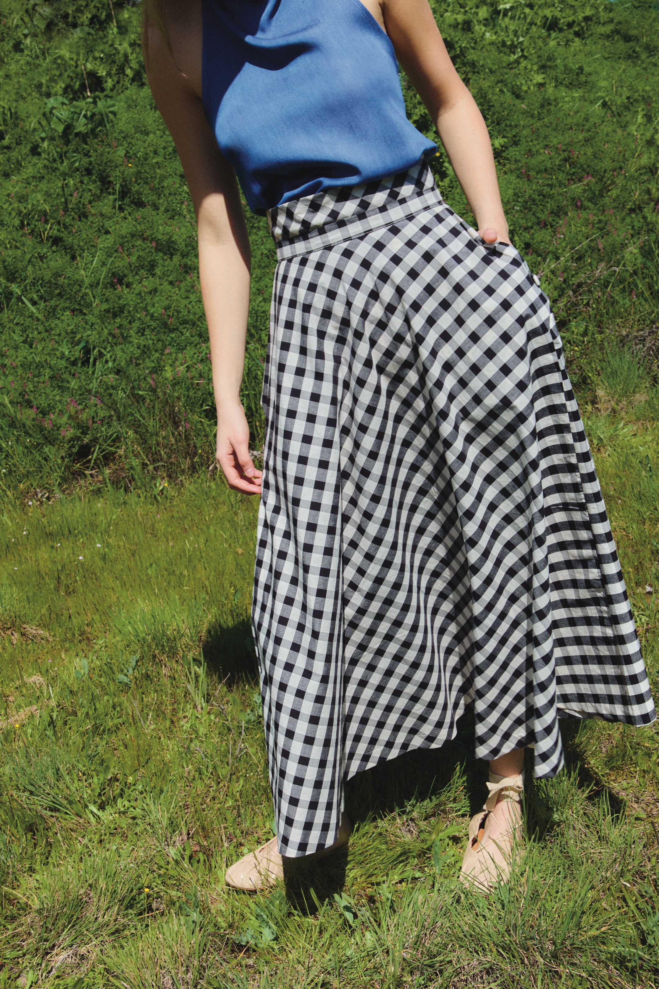 Black and White Olive Vichy Skirt