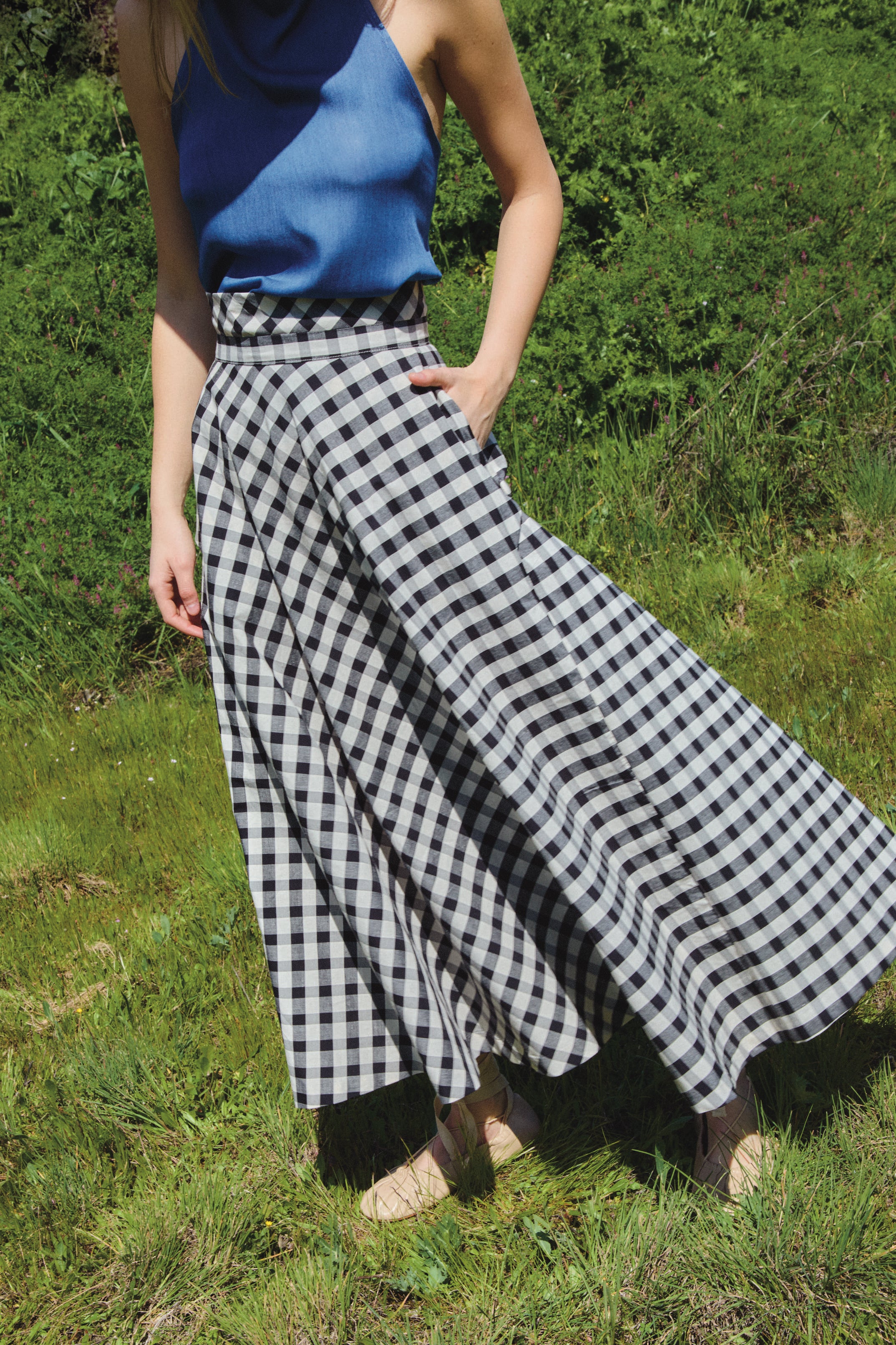 Black and White Olive Vichy Skirt