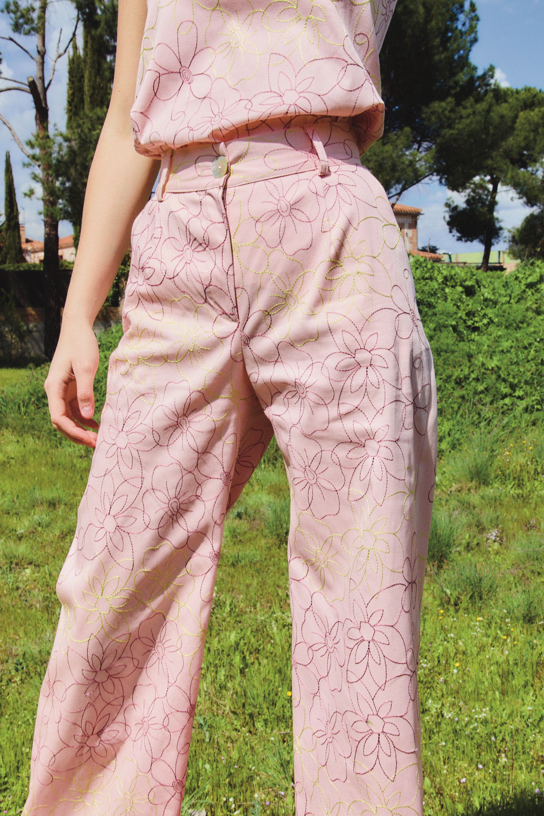 Pantalón Laurel Bordados Rosa