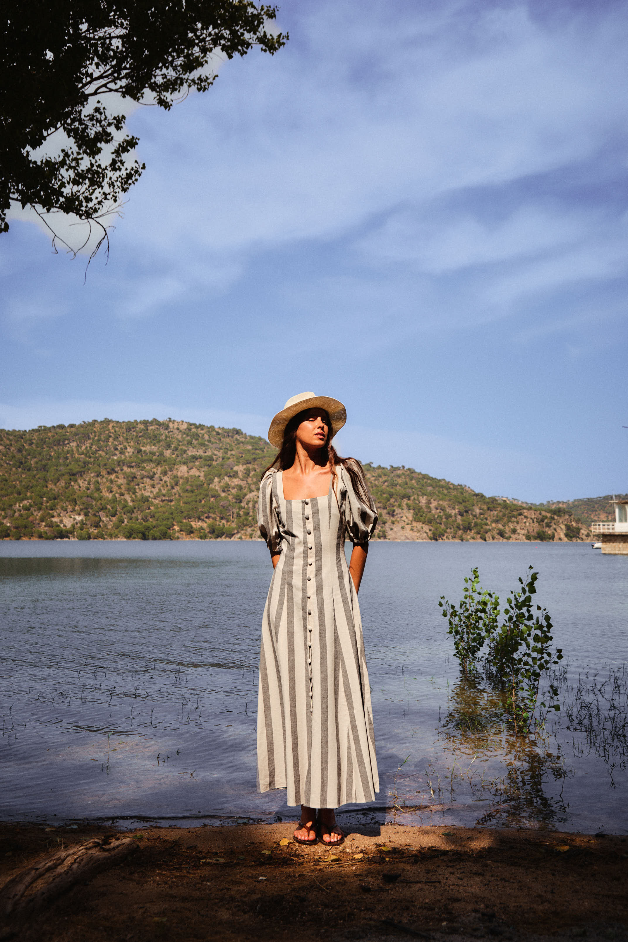 Vestido Malta Rayas Negro y Beige