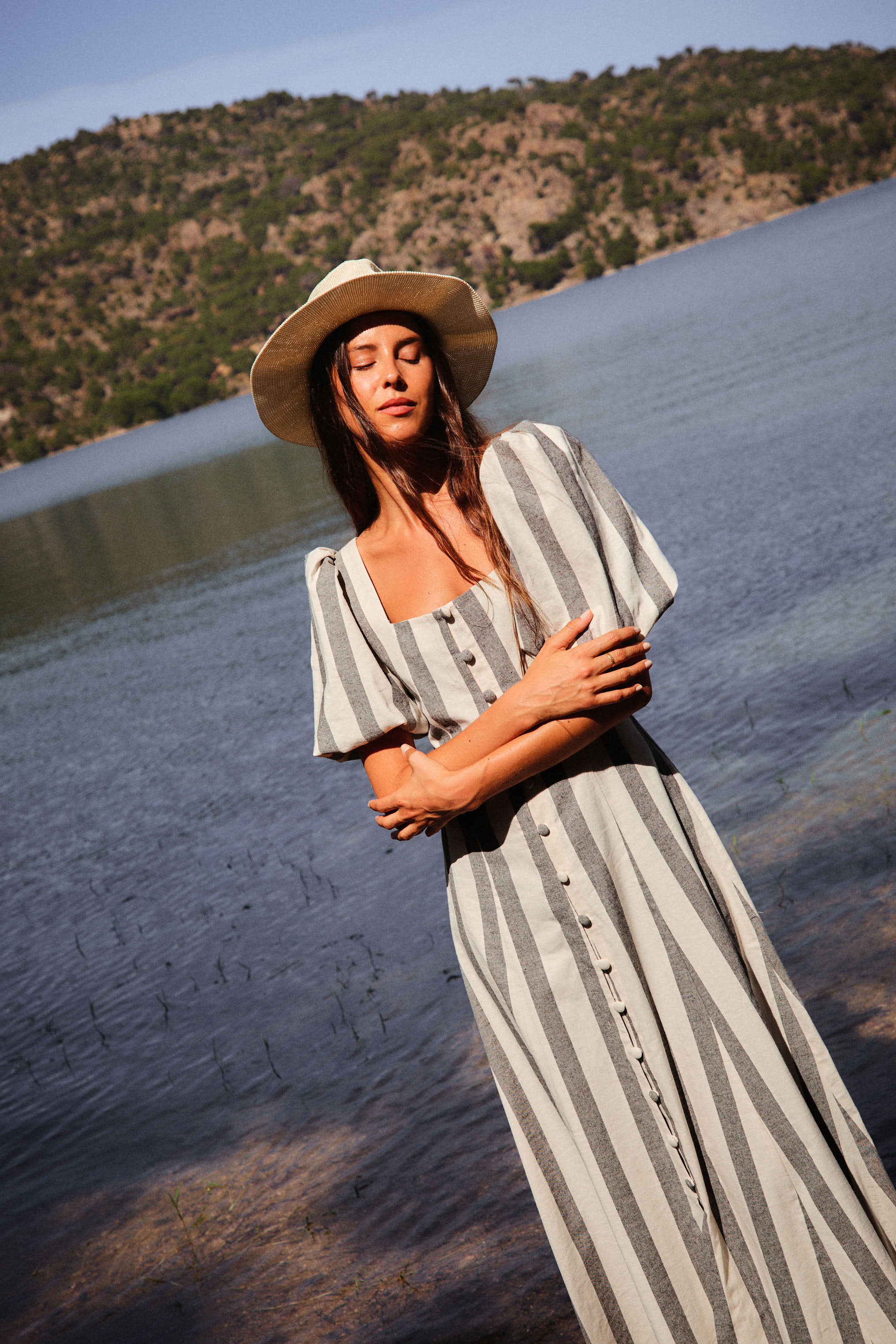 Vestido Malta Rayas Negro y Beige