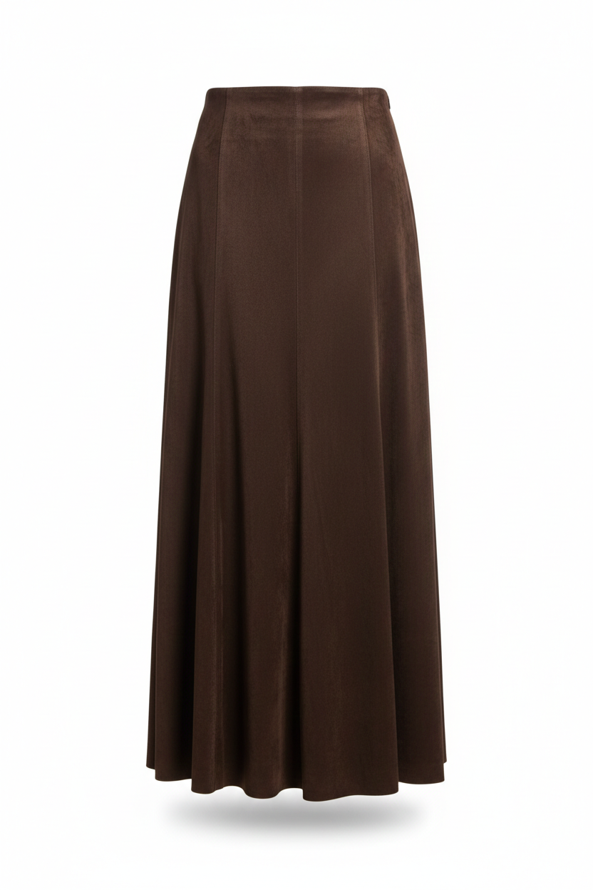 Brown Suede Polka Dot Skirt