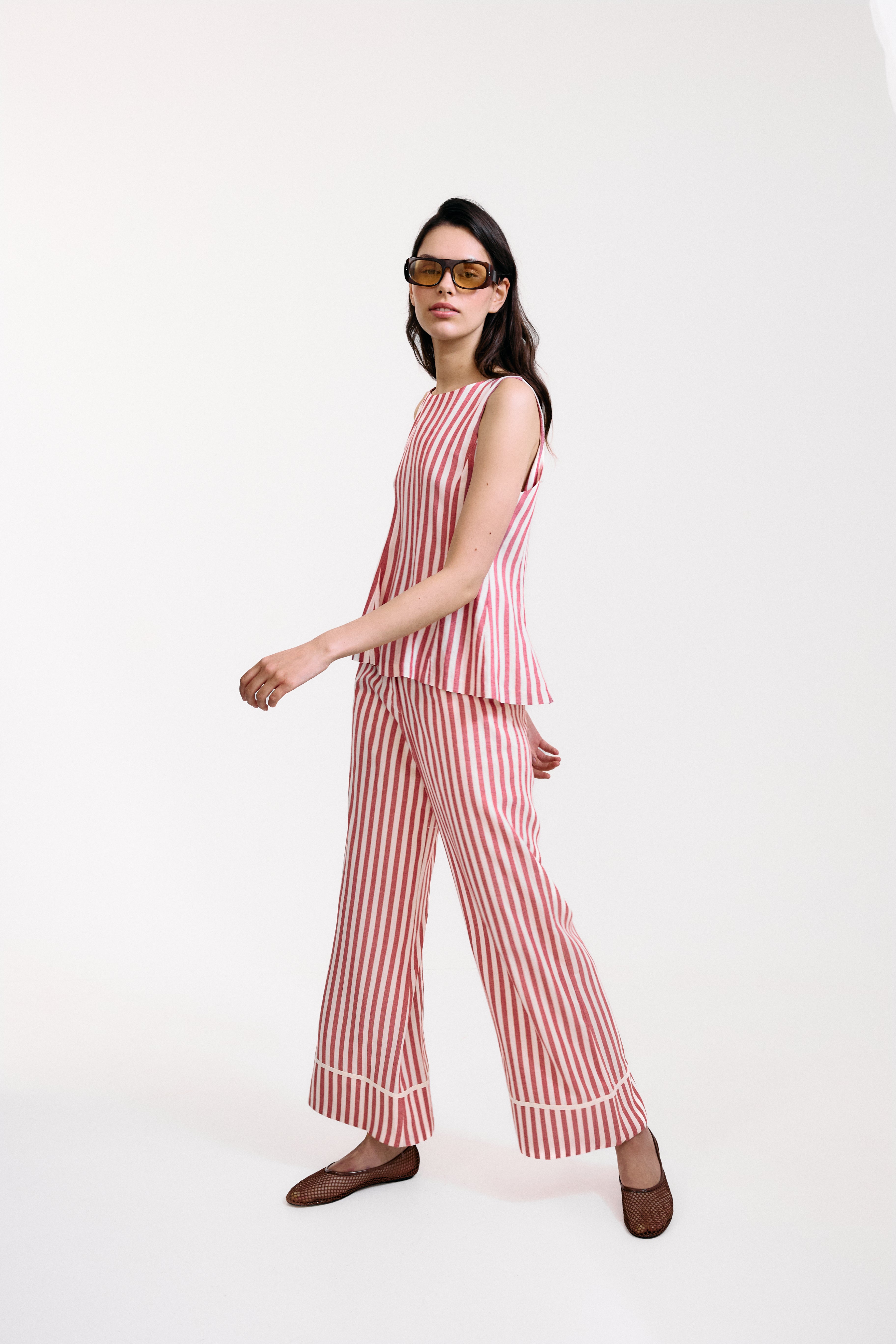 Pantalón Gelosia Rayas Blanco y Rojo