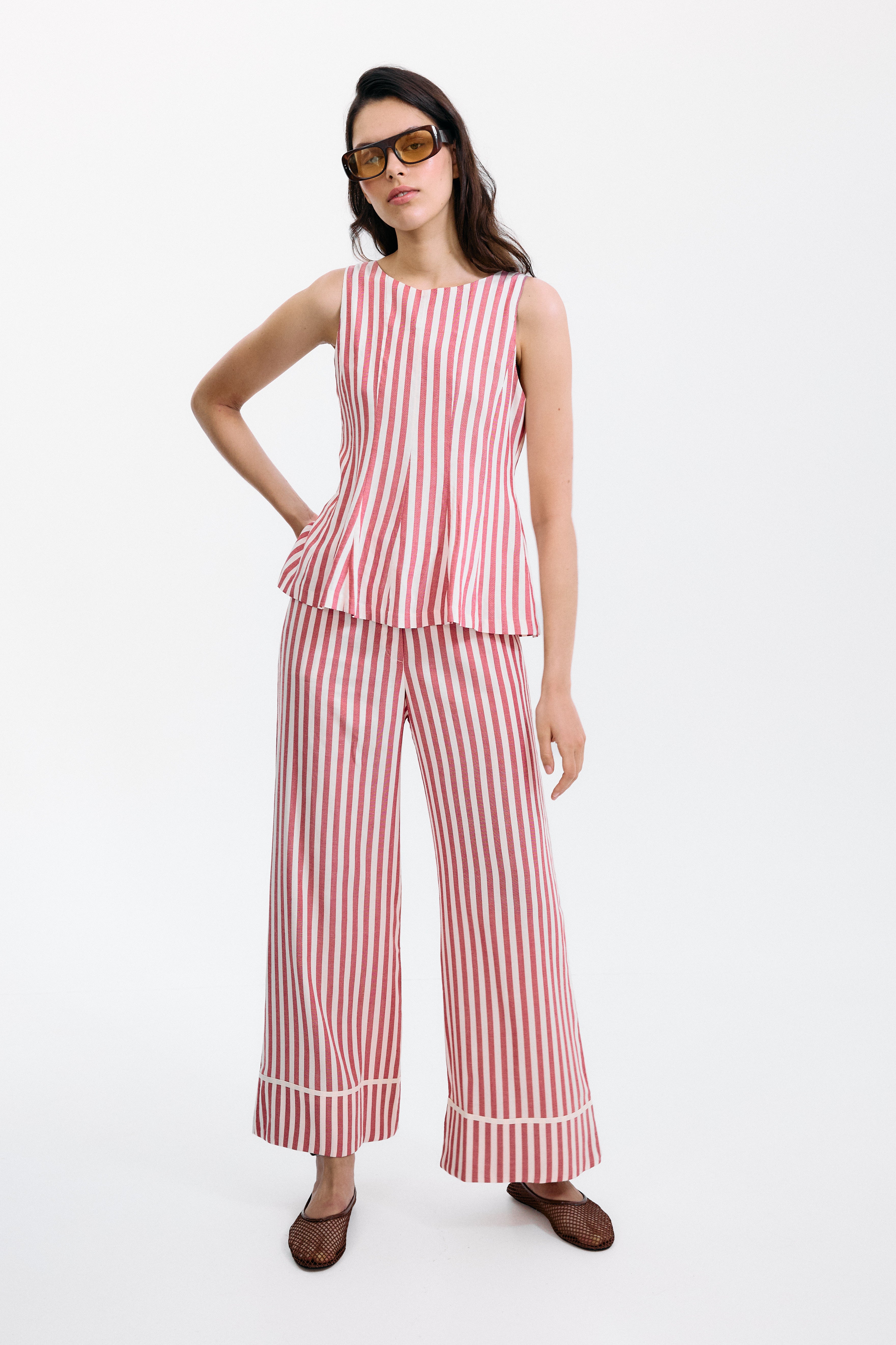 Pantalón Gelosia Rayas Blanco y Rojo