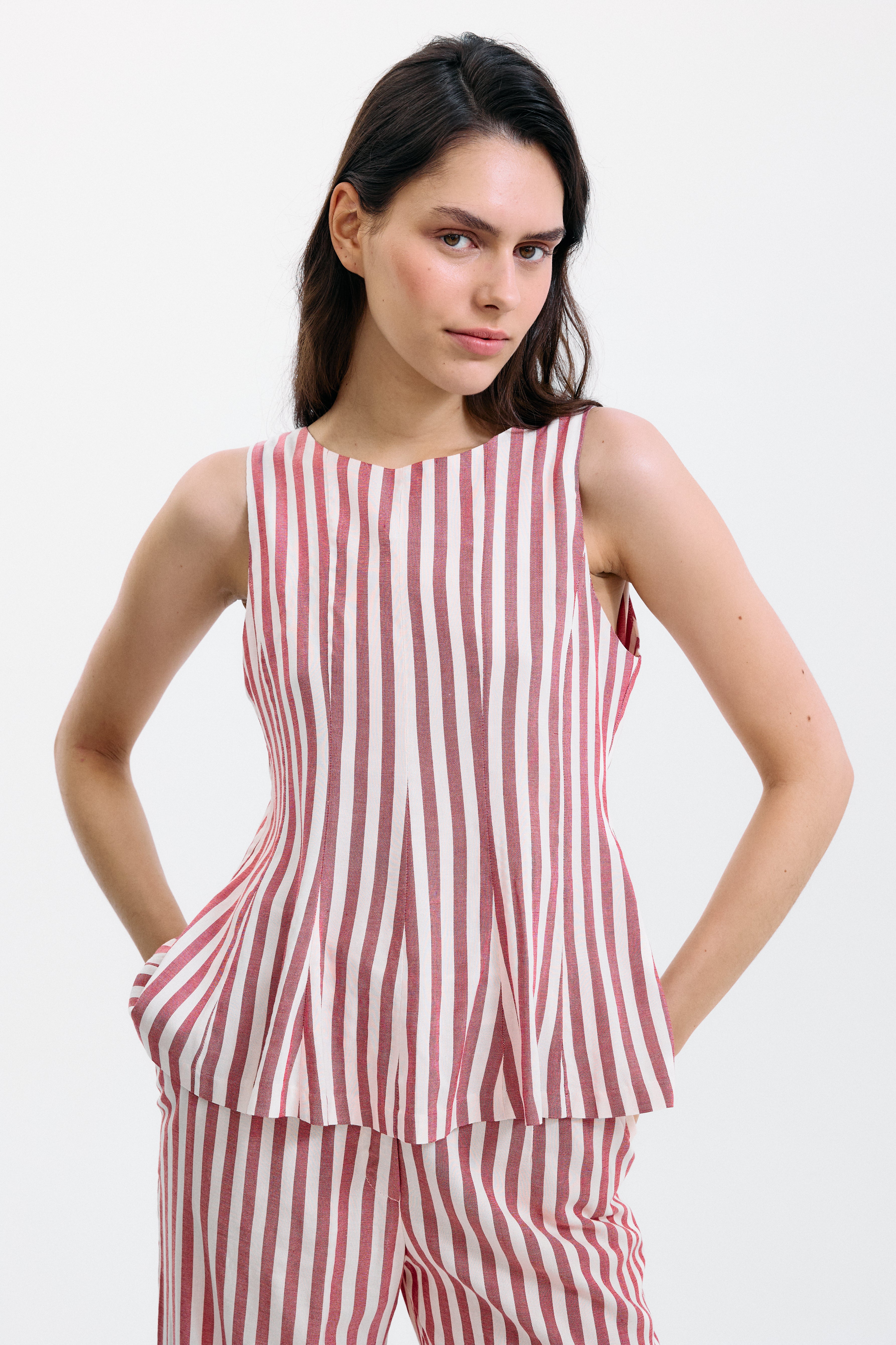 Top Gelosia Rayas Blanco y Rojo