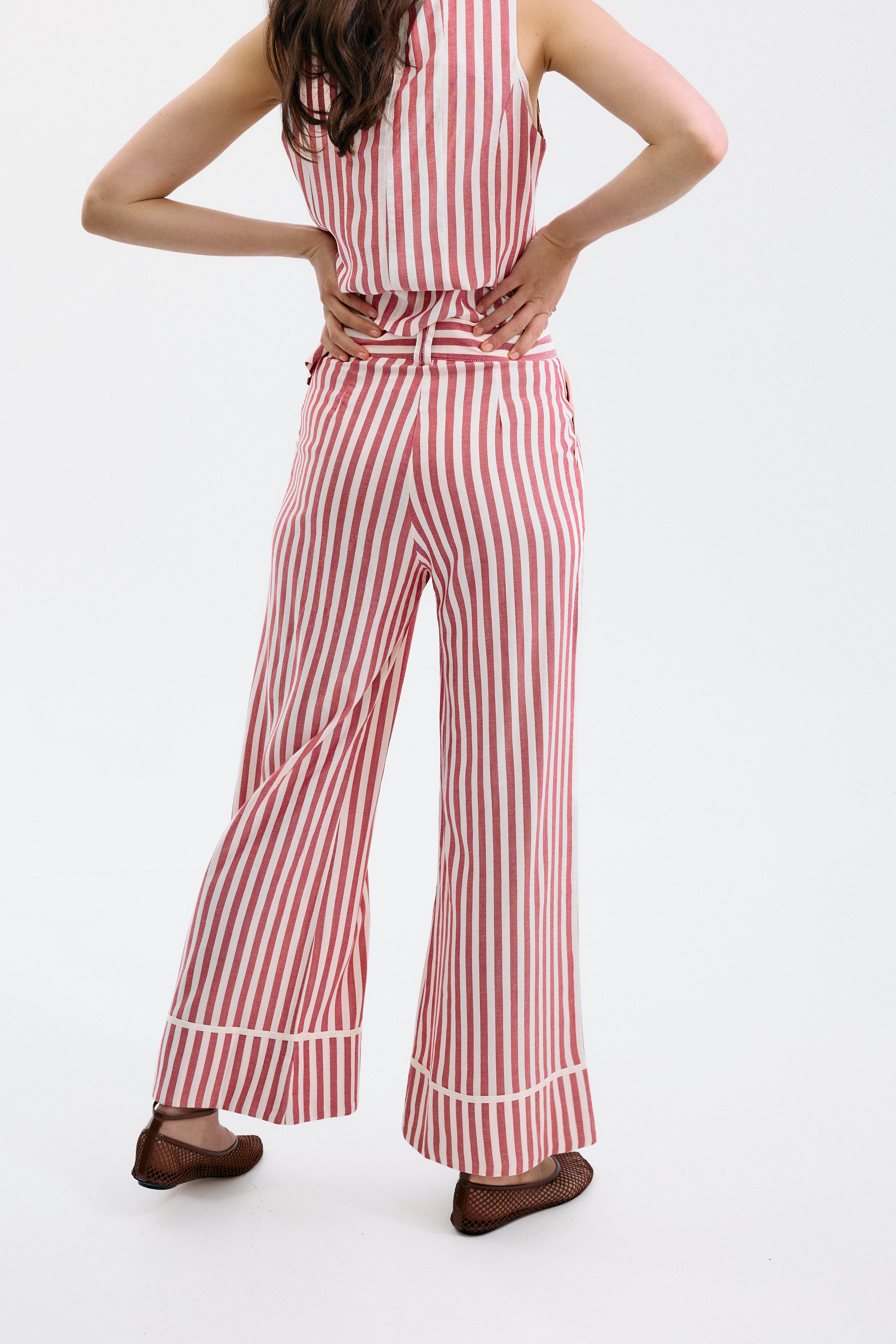 Pantalón Gelosia Rayas Blanco y Rojo