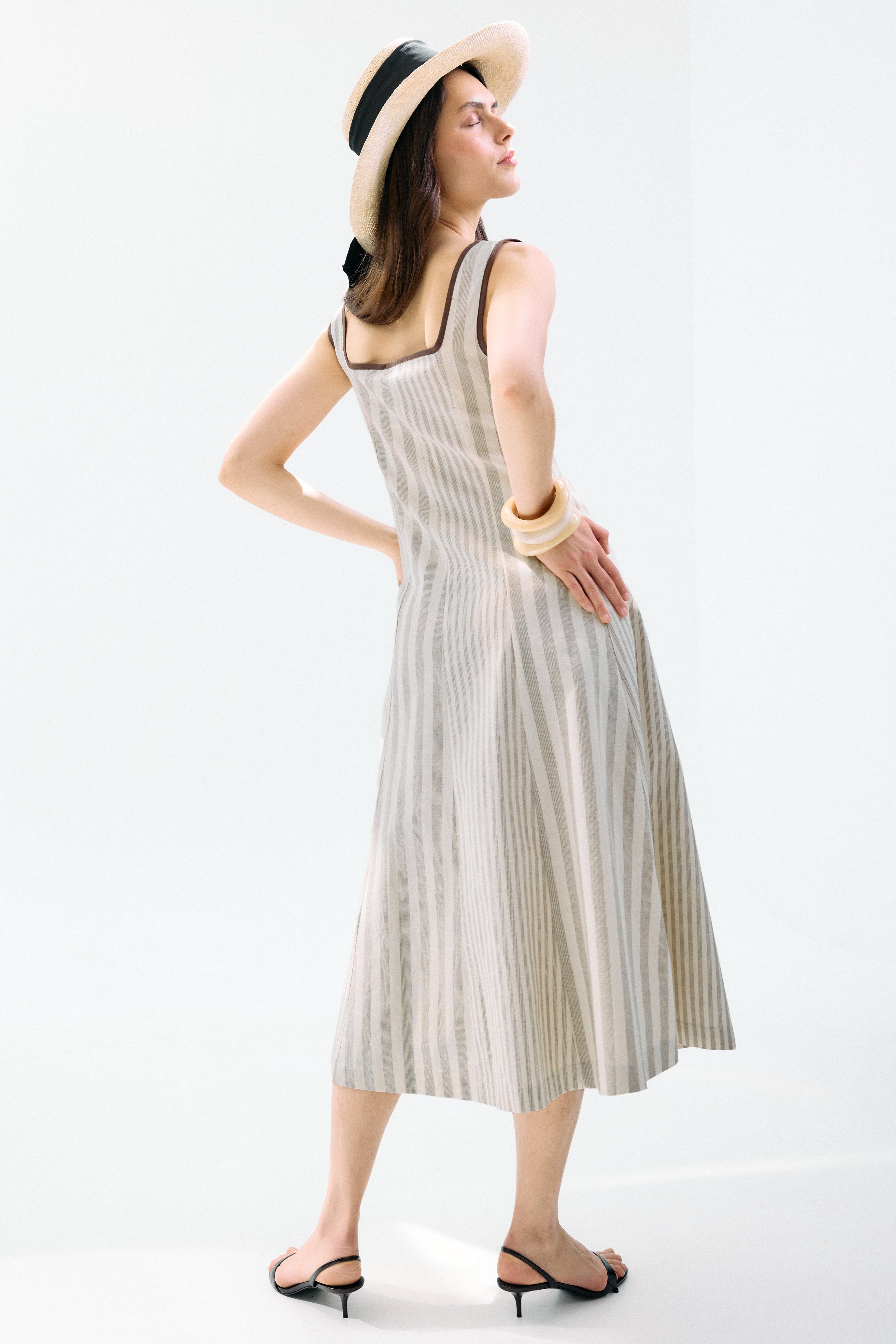 Vestido Piacere Multirrayas Beige