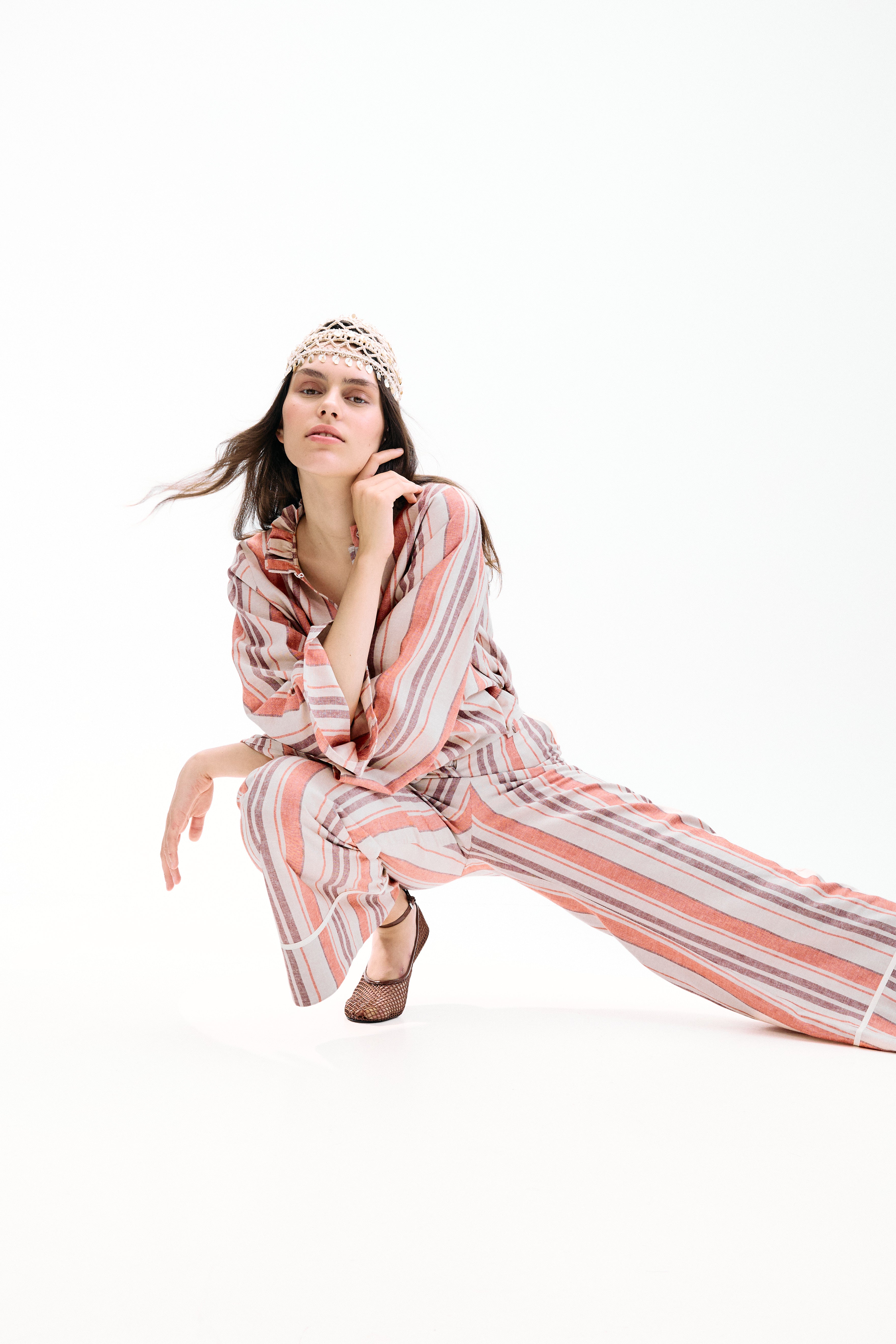 Pantalón Scirocco Rayas Coral y Lila