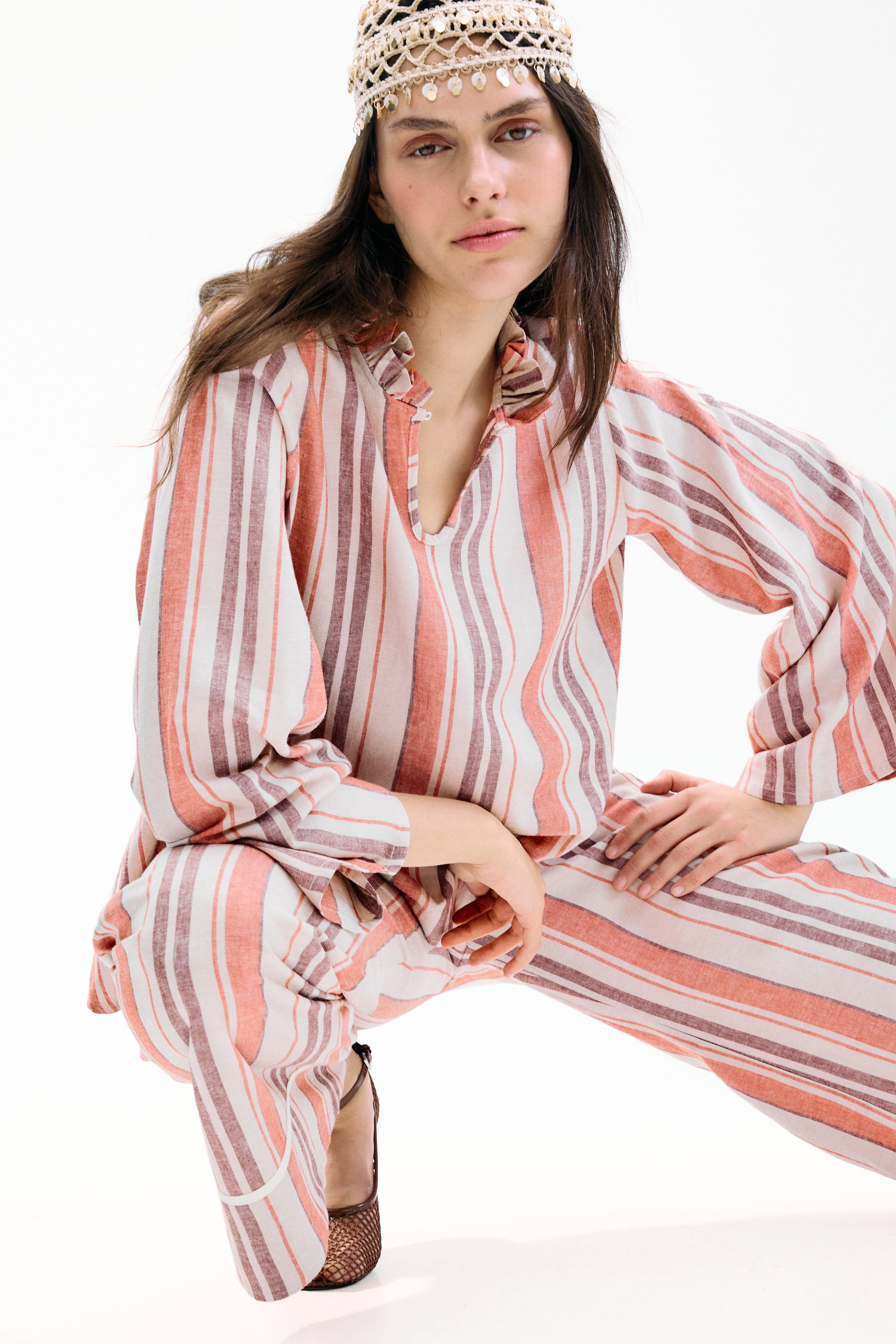 Blusa Scirocco Rayas Coral y Lila