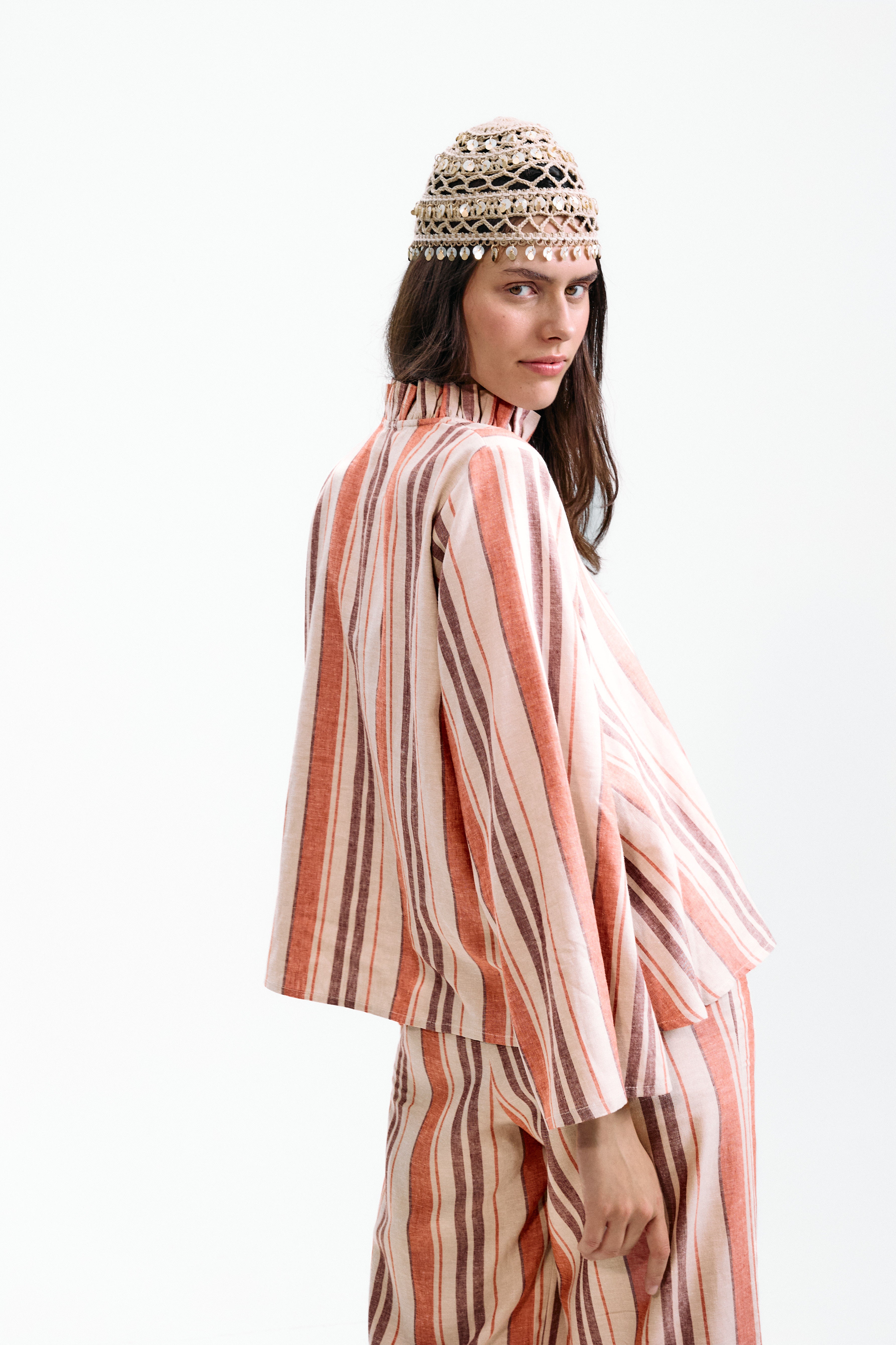 Blusa Scirocco Rayas Coral y Lila