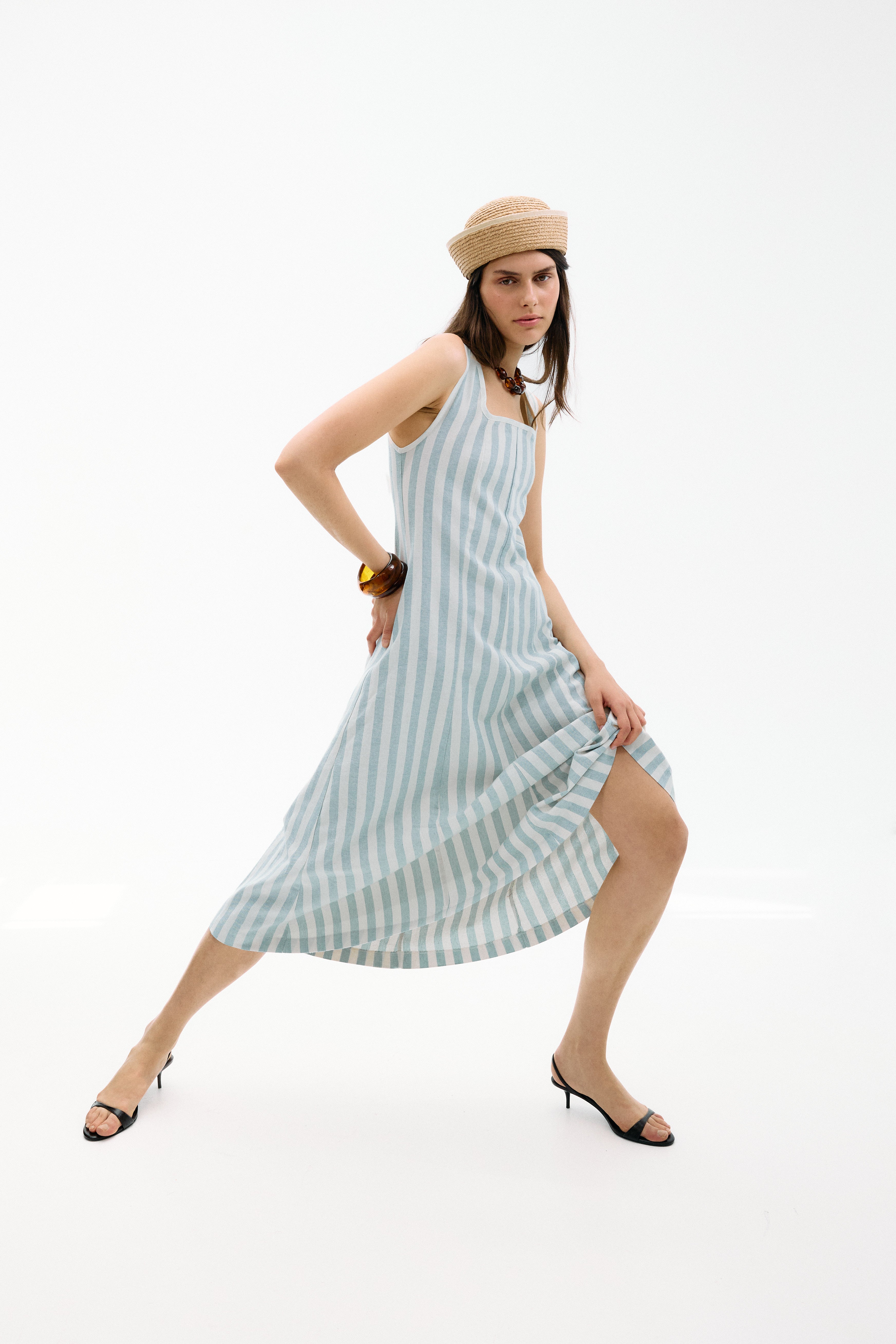 Vestido Costiera Multirrayas Azul