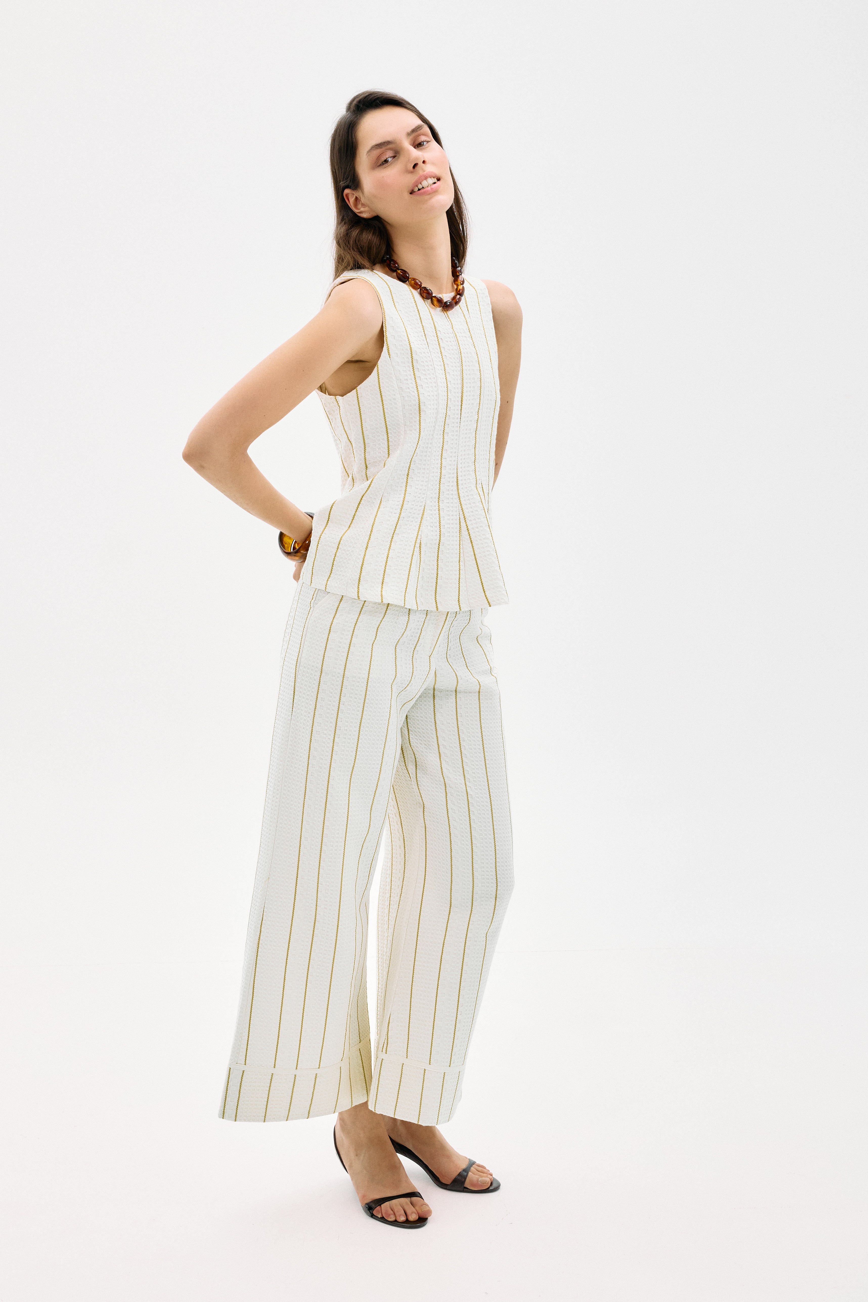 Pantalón Rifugio Crudo Rayas Amarillo