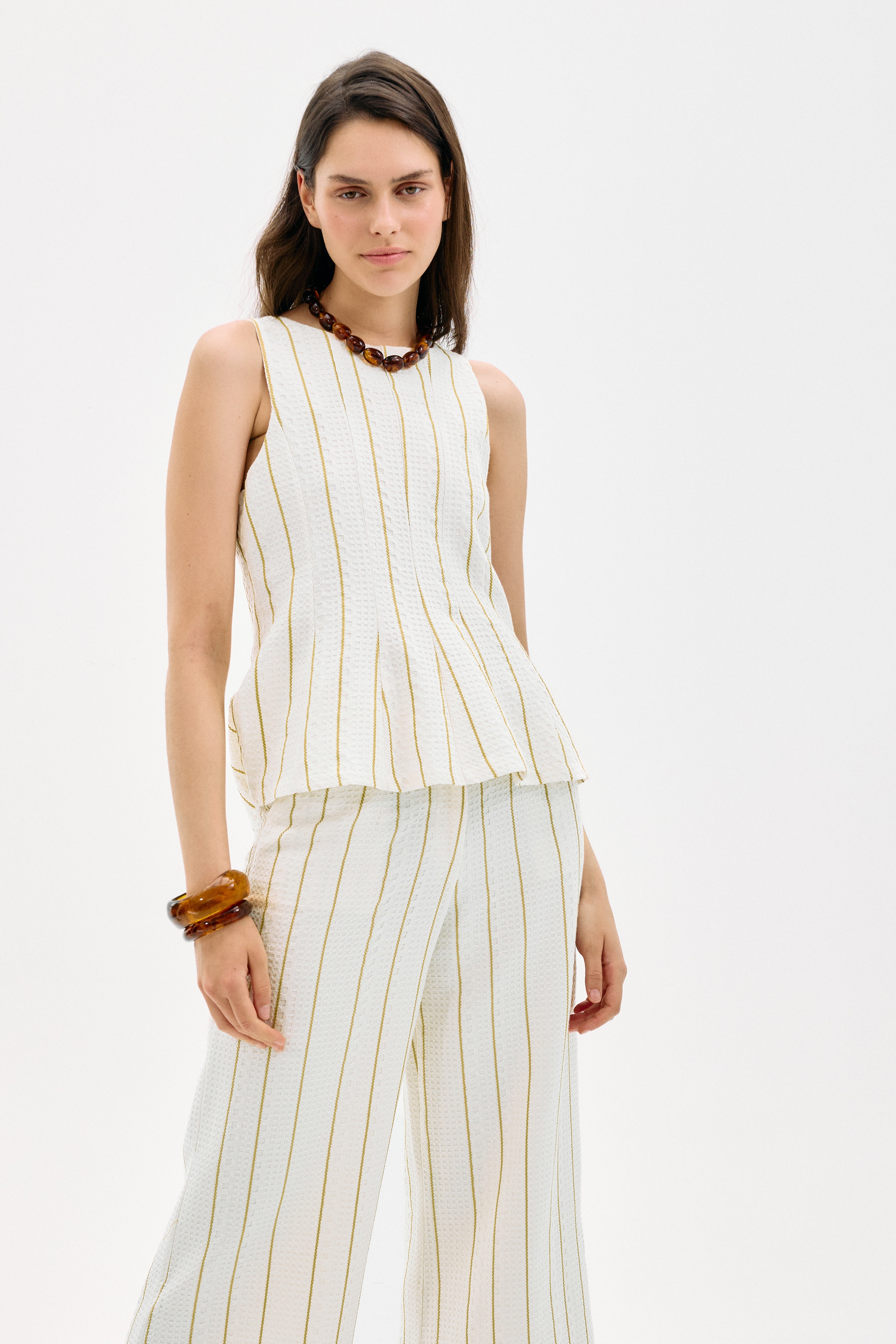 Pantalón Rifugio Crudo Rayas Amarillo