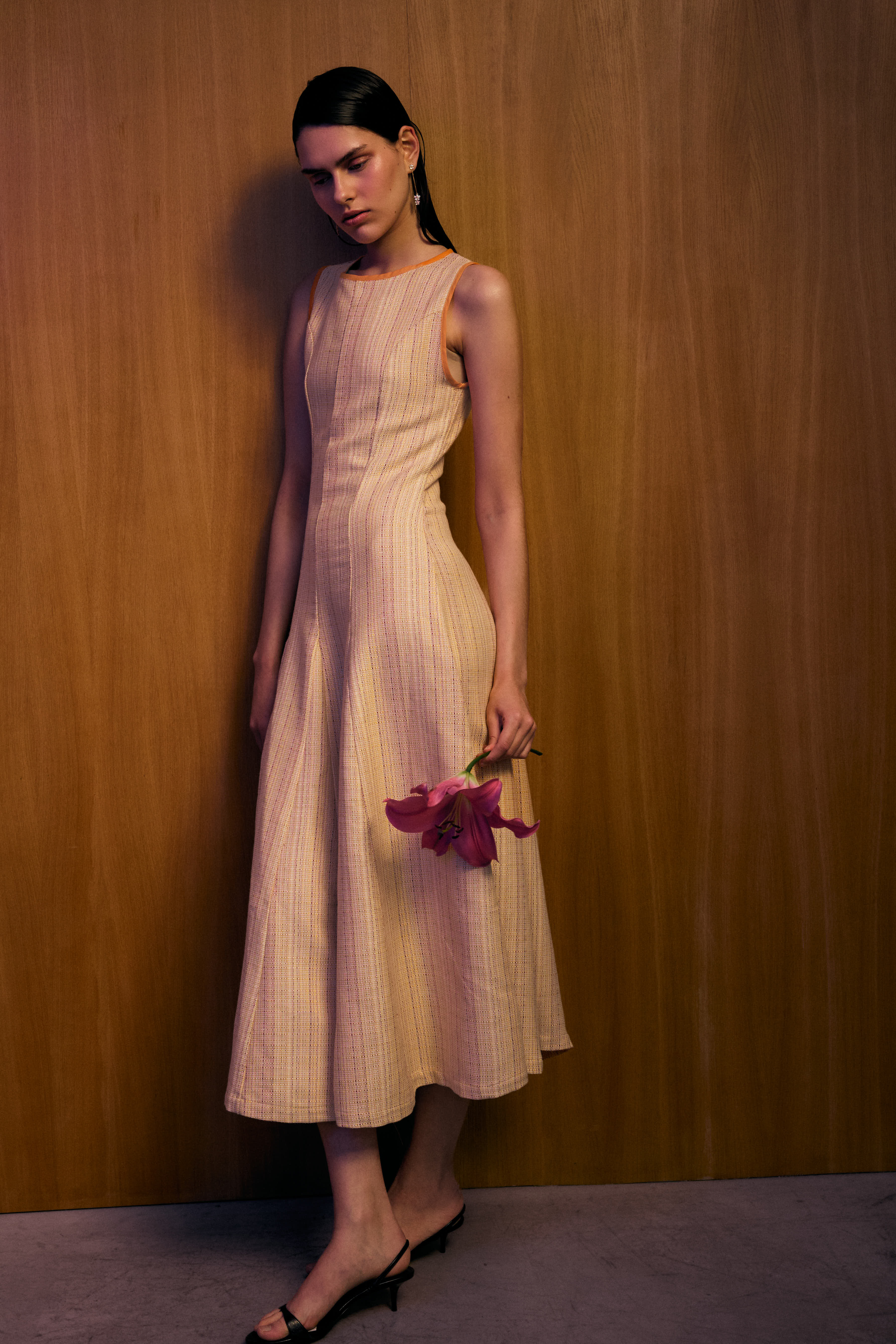 Vestido Tramonto Tweed Naranja