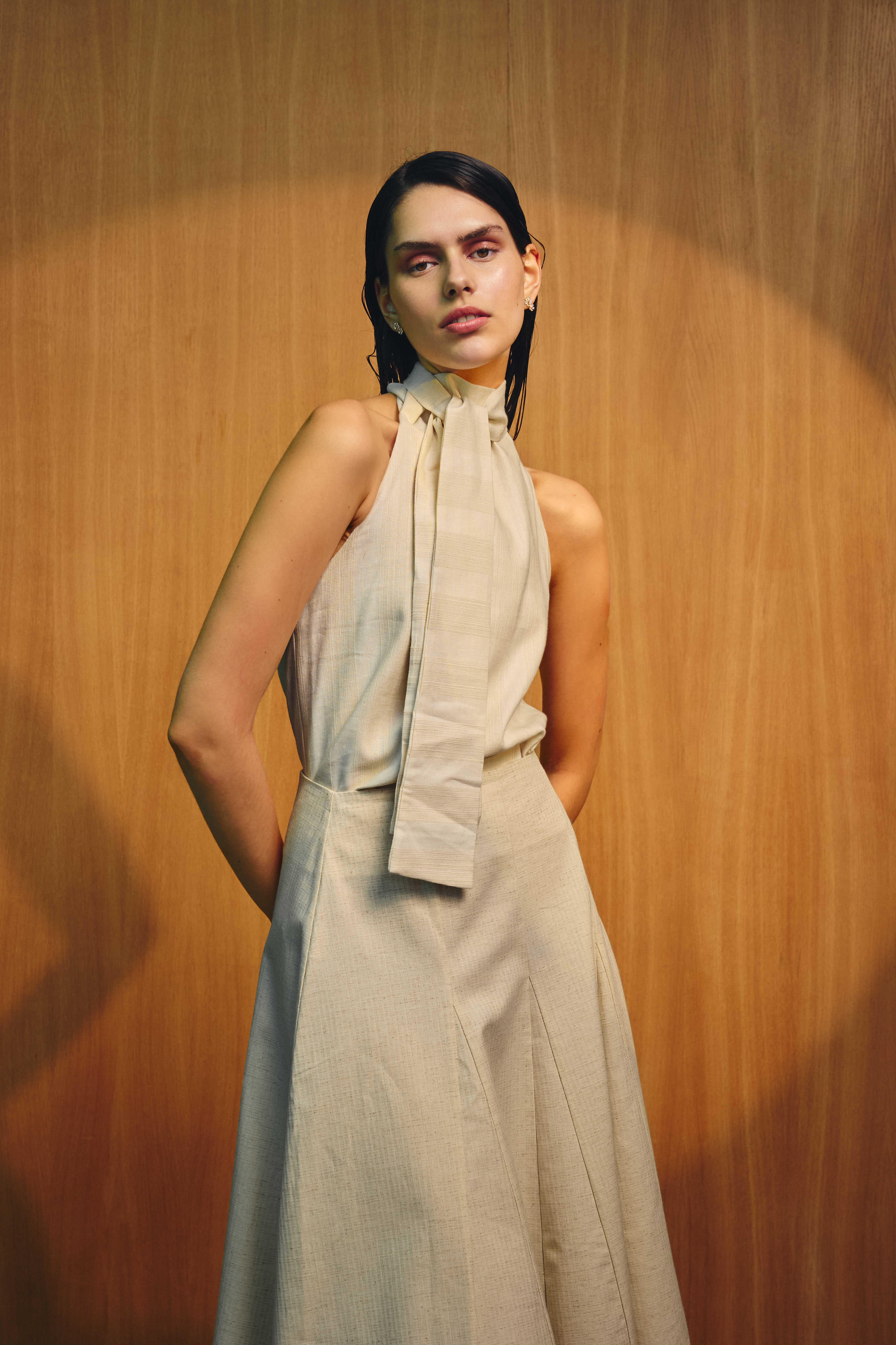 Raw Beige Striped Sail Top