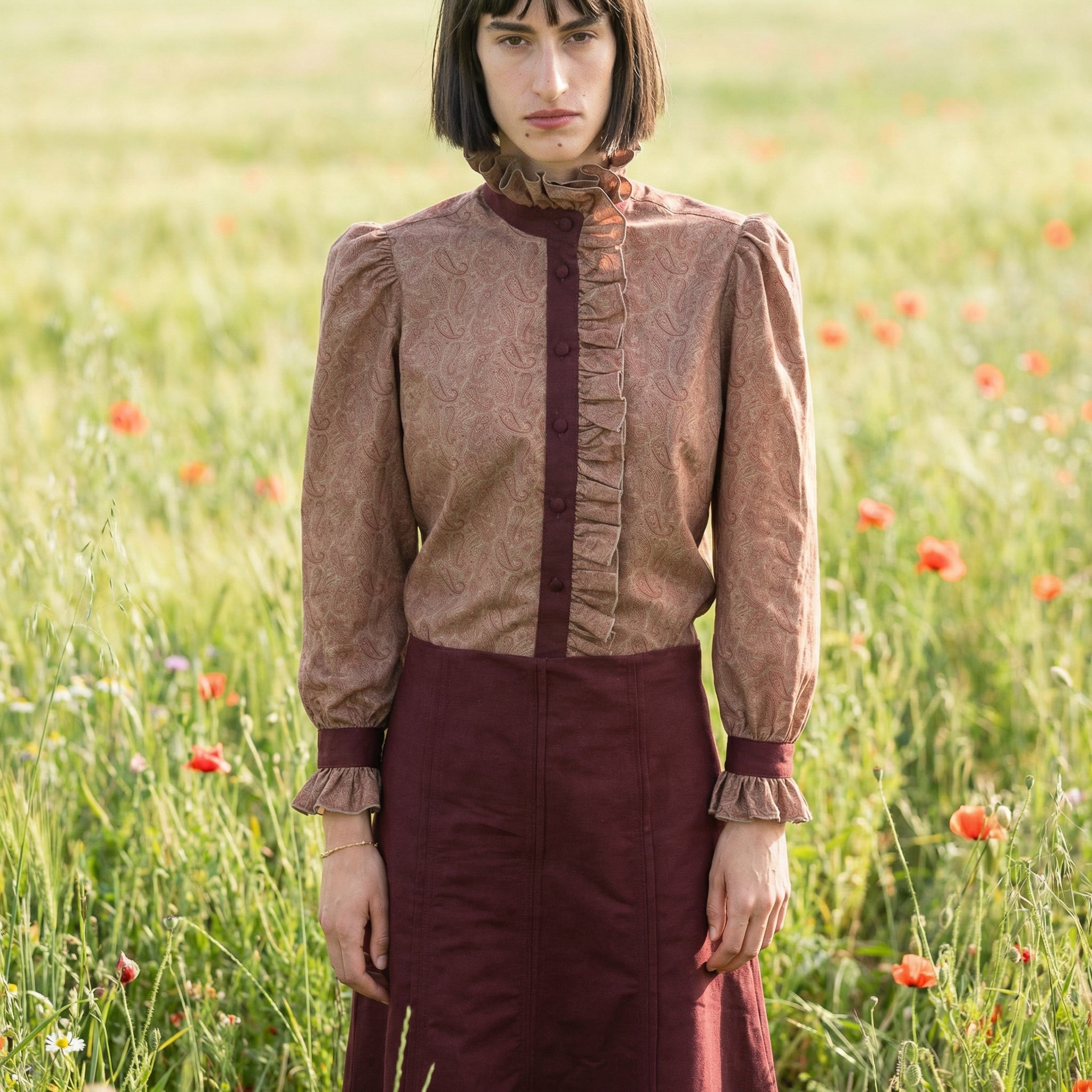 Blusa Eiger Burdeos Volante