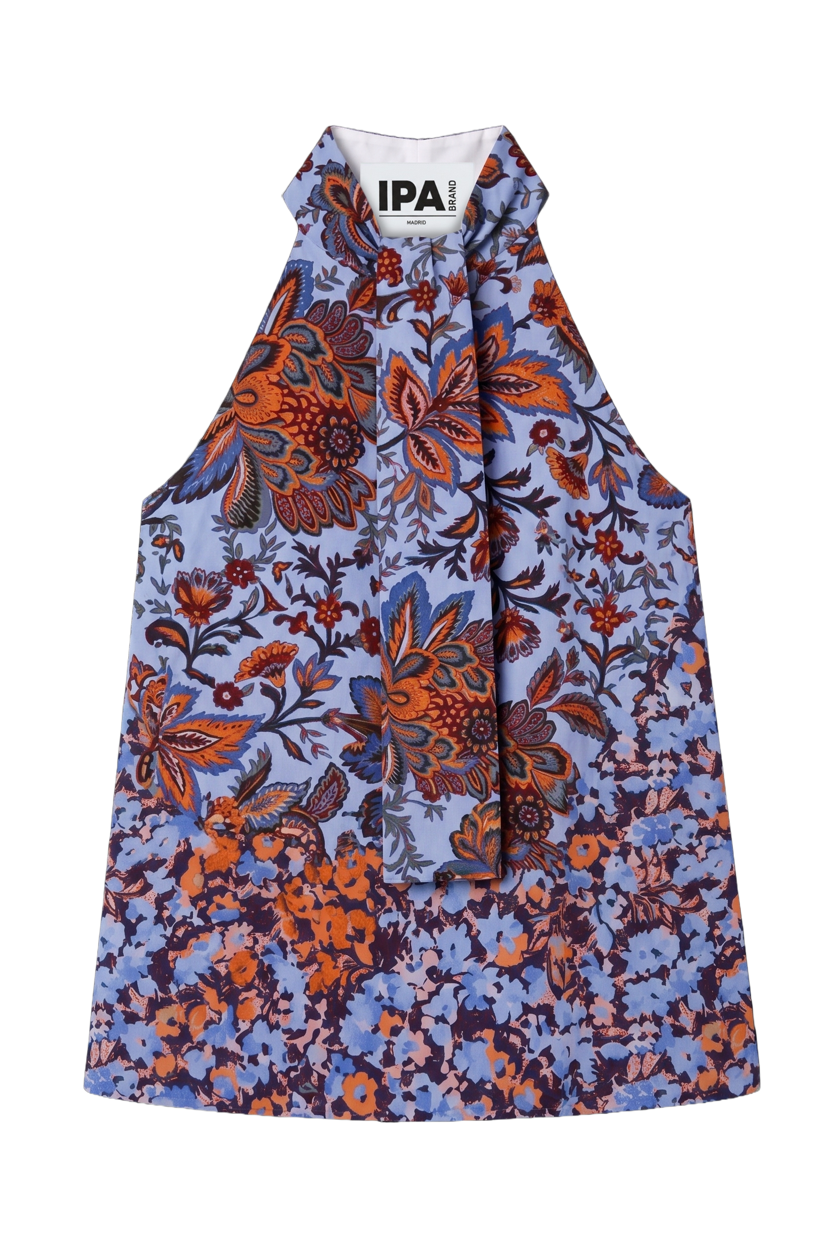 Top Carpe Diem Flores Fondo Azul